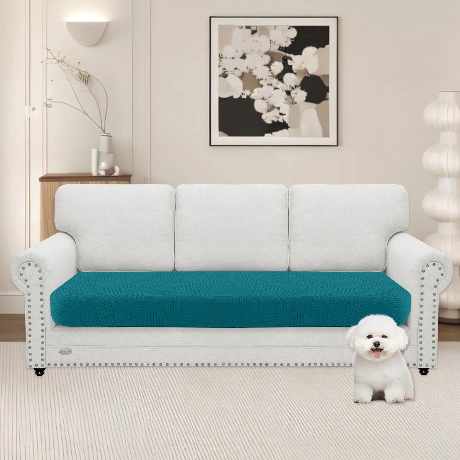 YSTYLE 3 Seater Sofa Cushion Cover – Stretch Fit, Elastic Bottom, Universal Use, Anti-Slip, Full Protection-Five Line