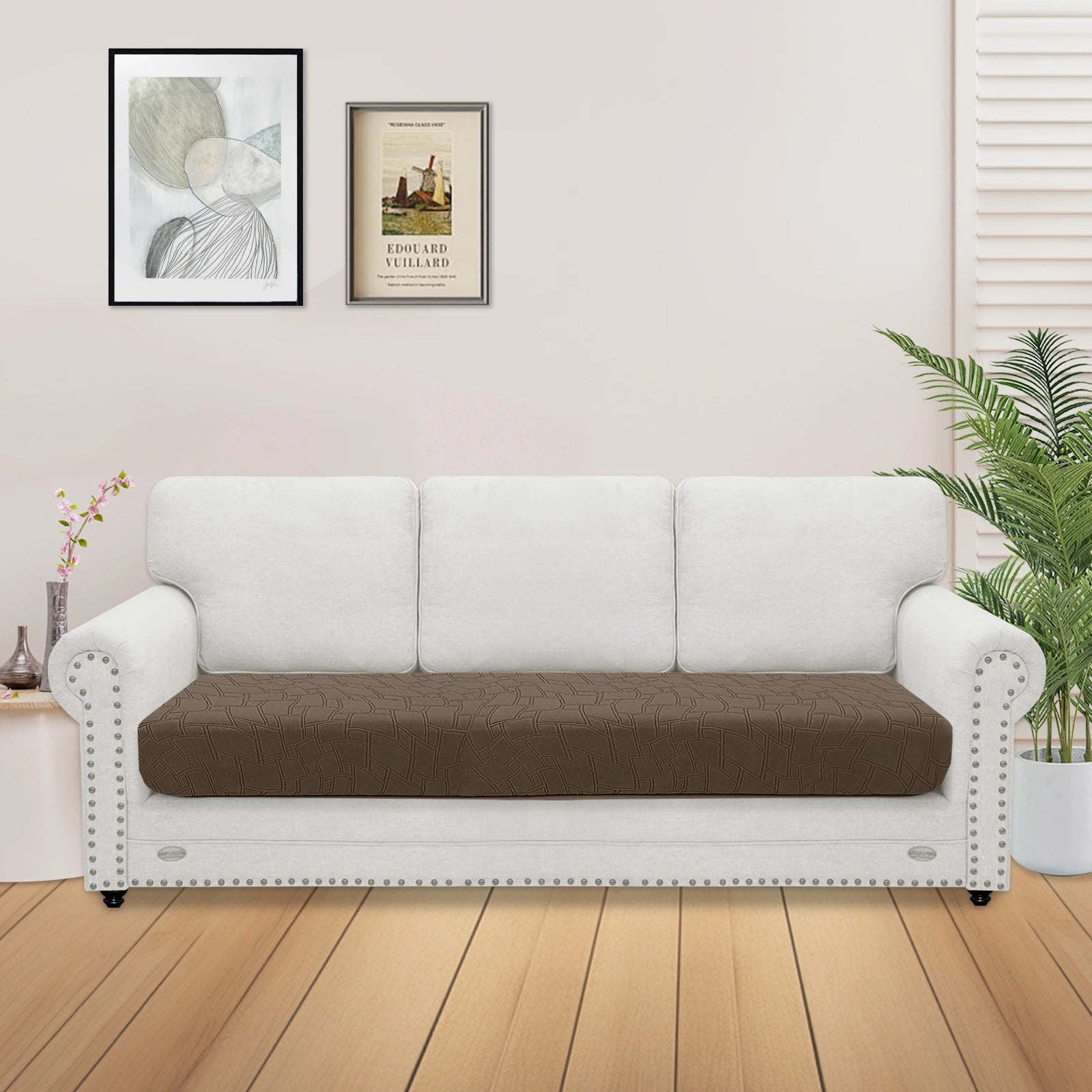 YSTYLE 3 Seater Sofa Cushion Cover – Stretch Fit, Anti-Slip, Geometric Design, Universal Use, Washable-MouthPiece