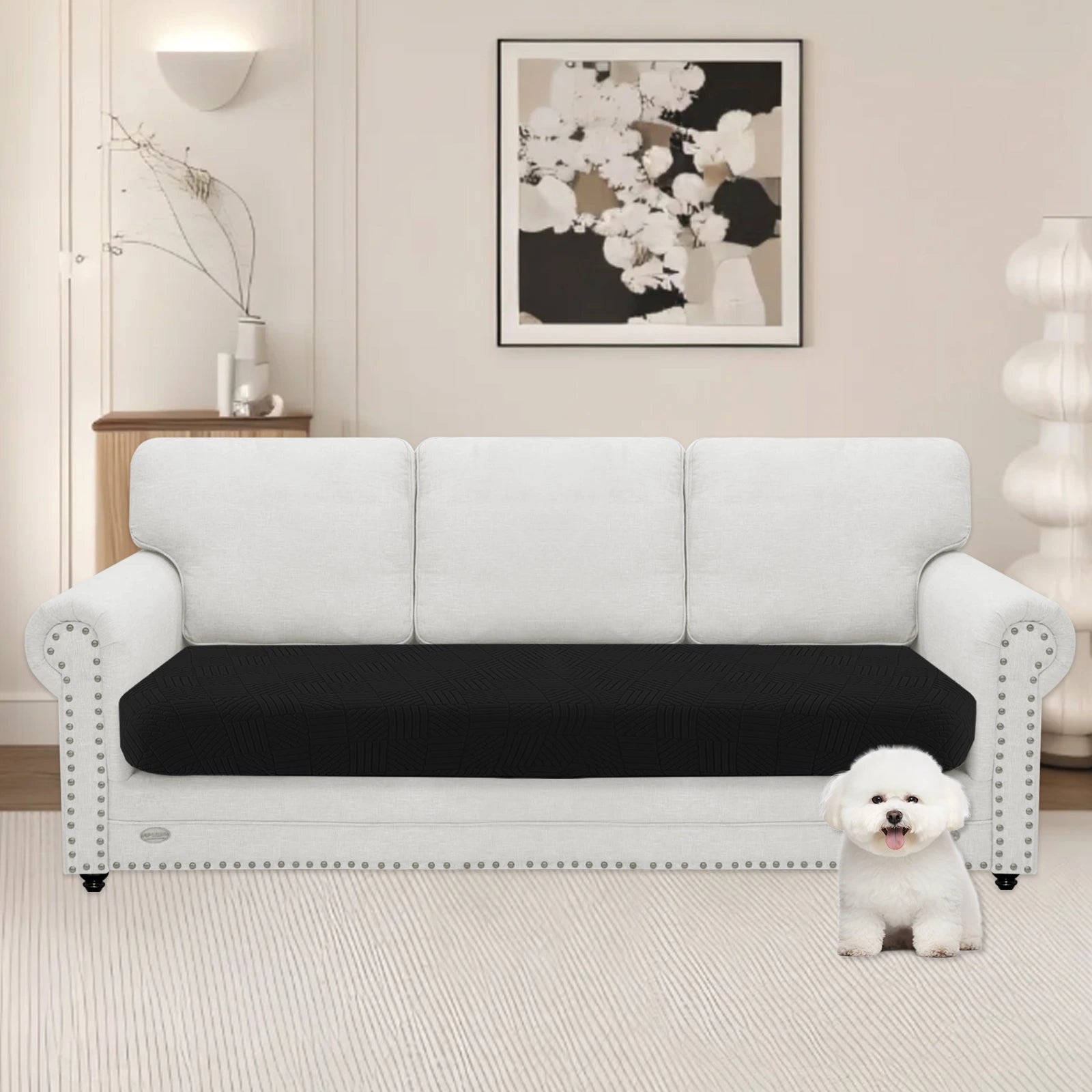 YSTYLE 3 Seater Sofa Cushion Cover – Stretch Fit, Elastic Bottom, Universal Use, Anti-Slip, Full Protection-Five Line