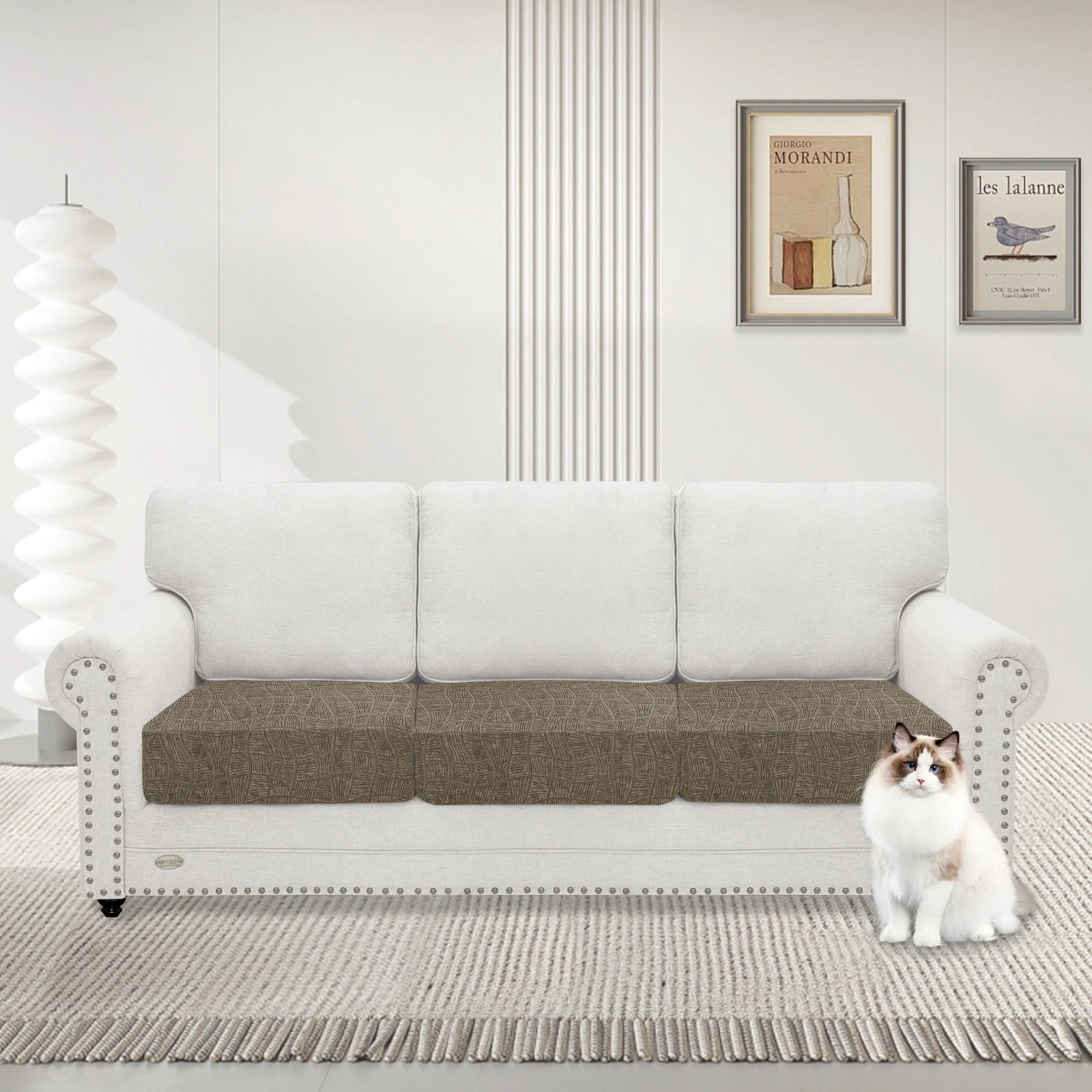 YSTYLE 3 Pieces WaterProof Cushion Cover – Stretch Fit, Anti-Slip, Elastic, Washable, Universal Use-Ripple