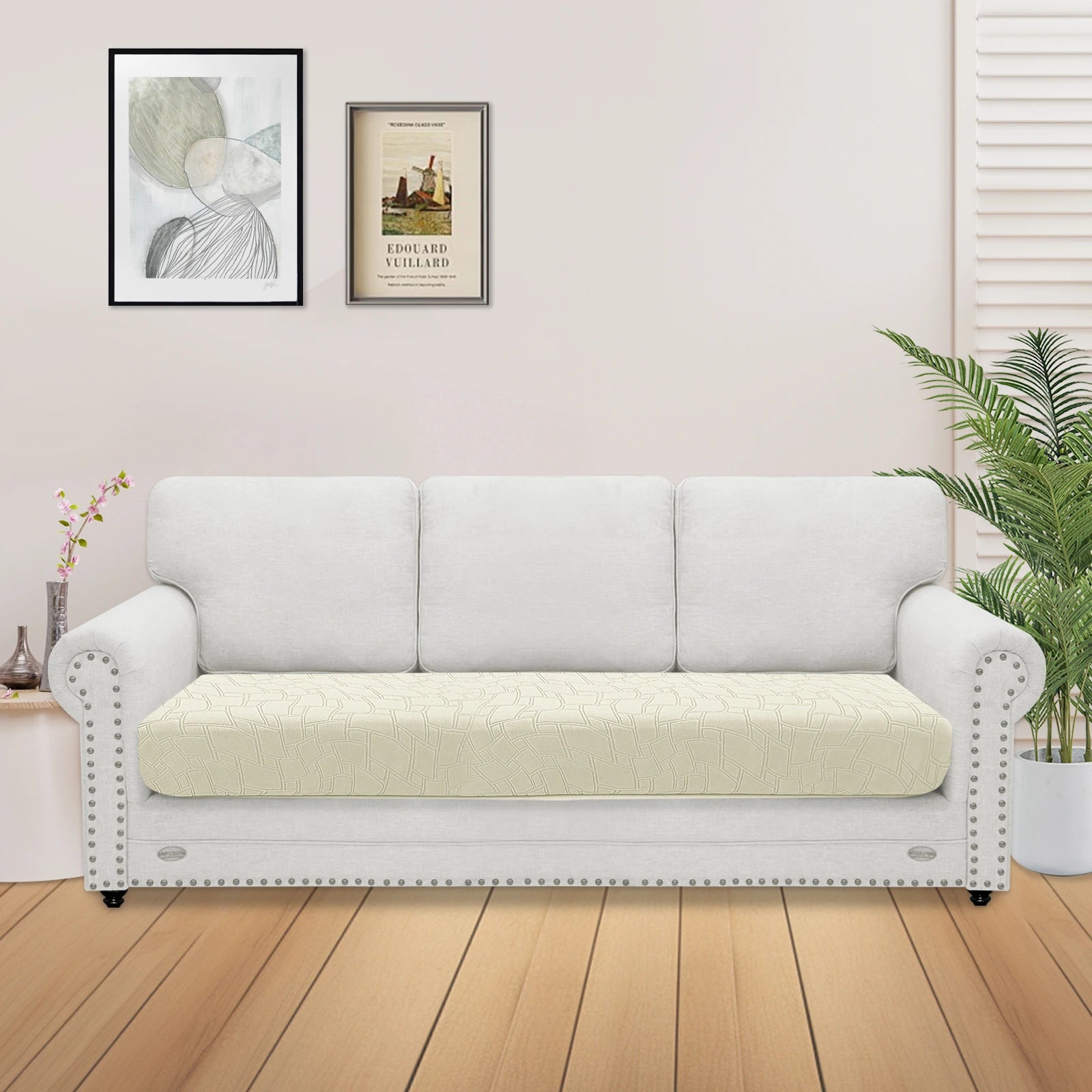 YSTYLE 3 Seater Sofa Cushion Cover – Stretch Fit, Anti-Slip, Geometric Design, Universal Use, Washable-MouthPiece