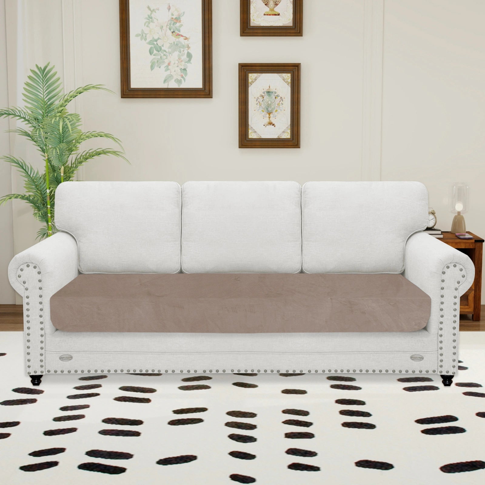 YSTYLE 3 Seater Velvet Cushion Cover – Stretch Fit, Anti-Slip, Universal for Separate Sofa Cushions