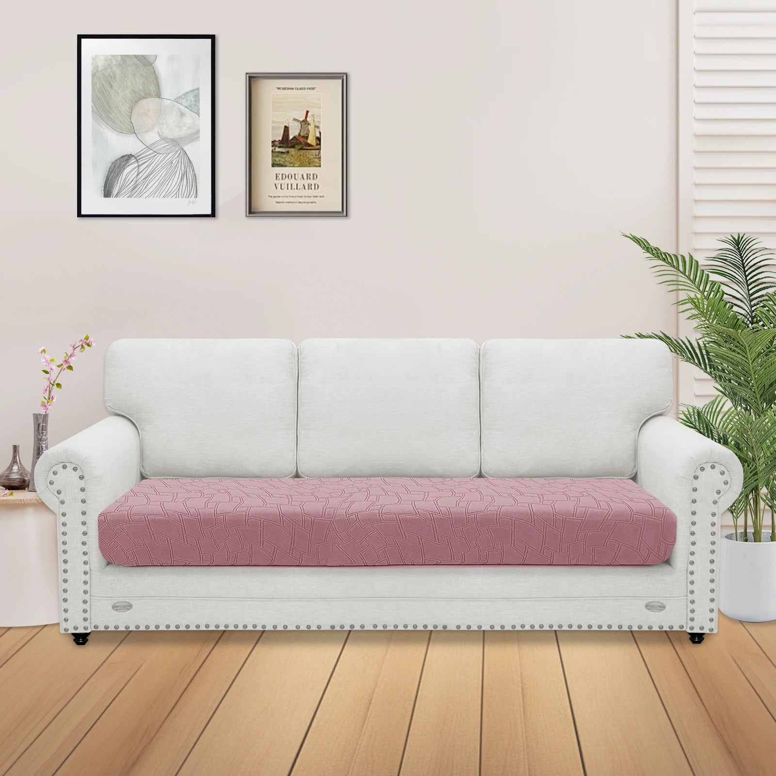 YSTYLE 3 Seater Sofa Cushion Cover – Stretch Fit, Anti-Slip, Geometric Design, Universal Use, Washable-MouthPiece