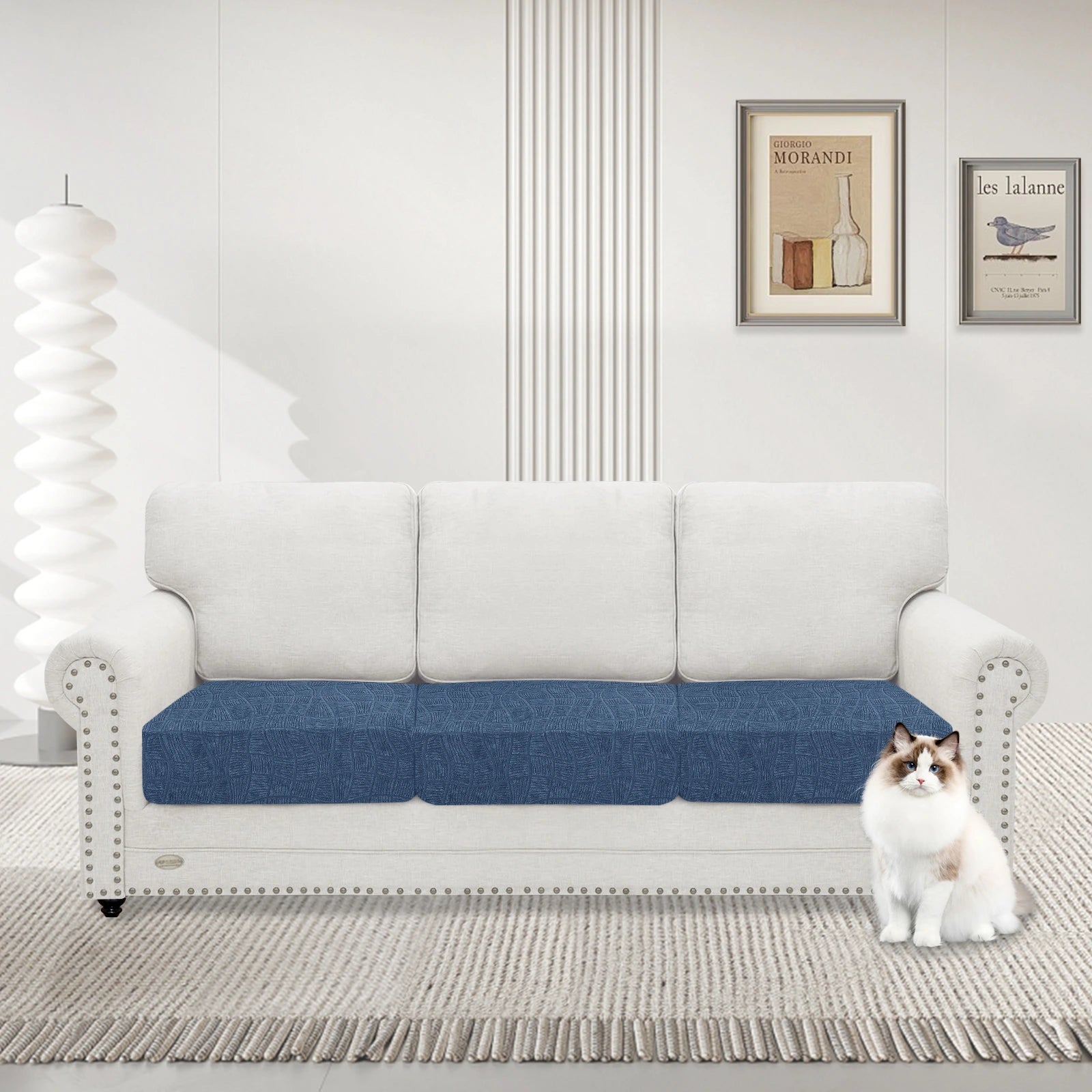 YSTYLE 3 Pieces WaterProof Cushion Cover – Stretch Fit, Anti-Slip, Elastic, Washable, Universal Use-Ripple