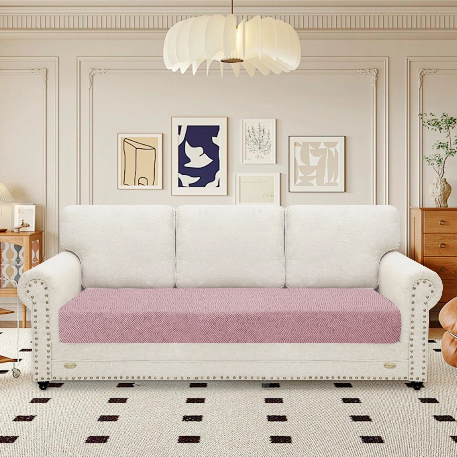 YSTYLE 3 Seater Sofa Cushion Cover – Stretch Fit, Universal Use, Anti-Slip, Scratch Resistant, Geometric Design-Rhombic