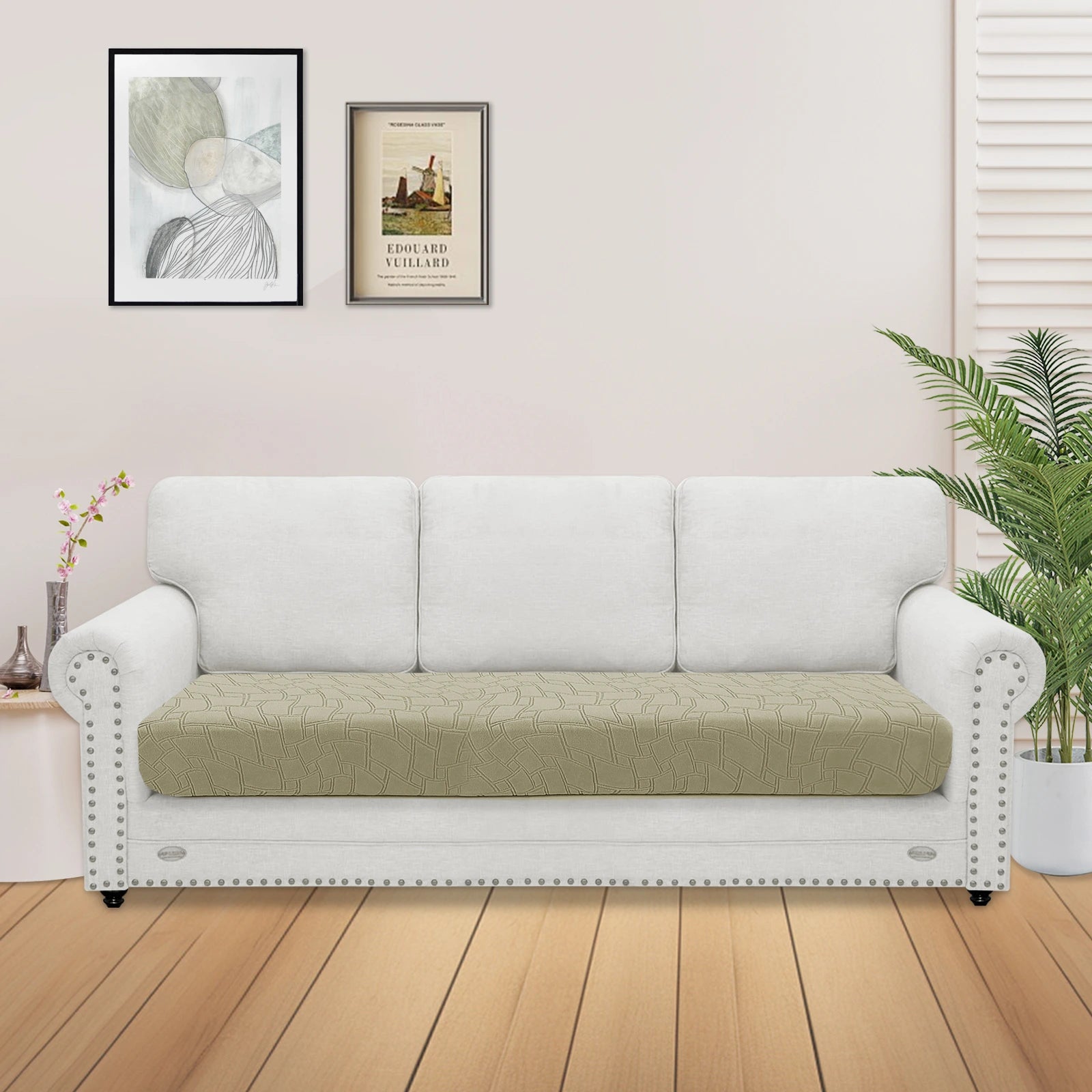 YSTYLE 3 Seater Sofa Cushion Cover – Stretch Fit, Anti-Slip, Geometric Design, Universal Use, Washable-MouthPiece