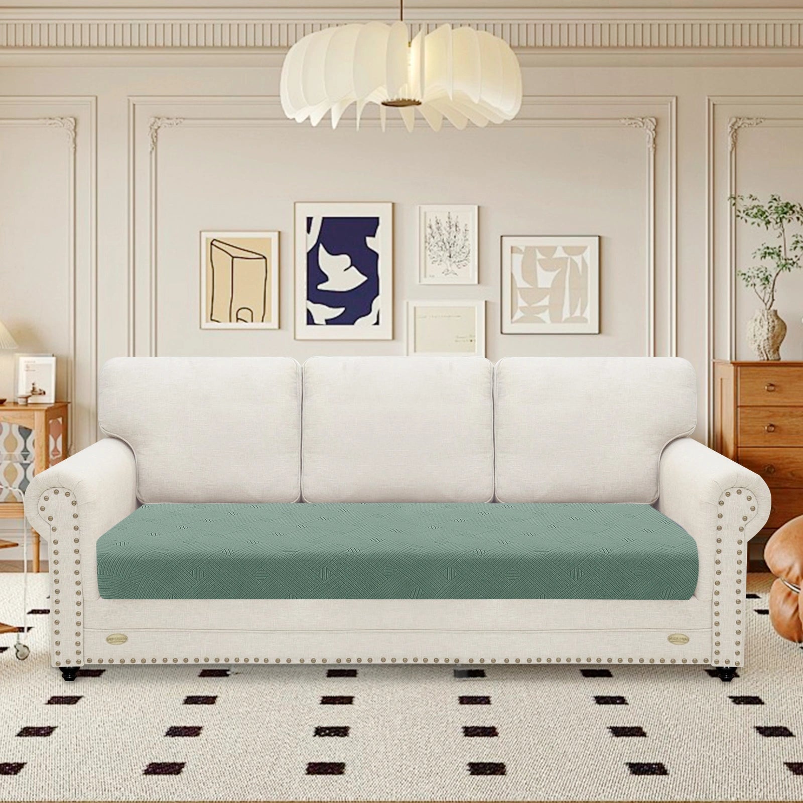 YSTYLE Sofa 3 Seater Cushion Cover – Stretch Fit, Anti-Slip, Geometric Pattern, Universal Use, Full Protection-Intertwined Pattern