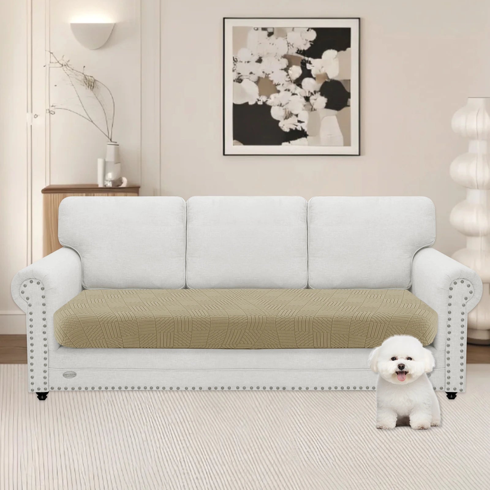 YSTYLE 3 Seater Sofa Cushion Cover – Stretch Fit, Elastic Bottom, Universal Use, Anti-Slip, Full Protection-Five Line