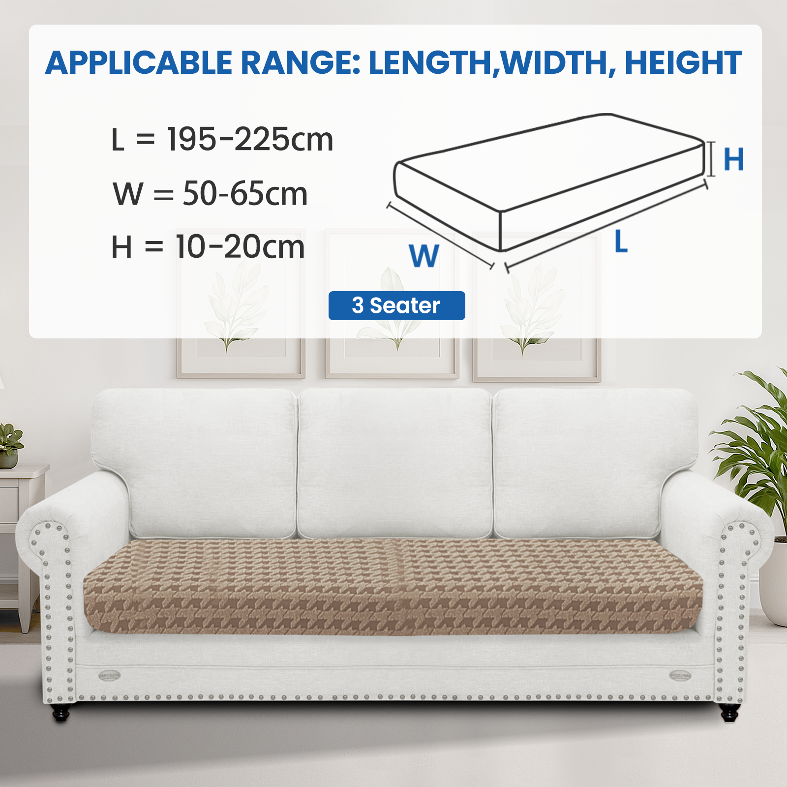 Ystyle 3-Seat Elastic Universal Sofa Seat Cushion Covers, Non-Slip Washable & Super Soft Slipcovers