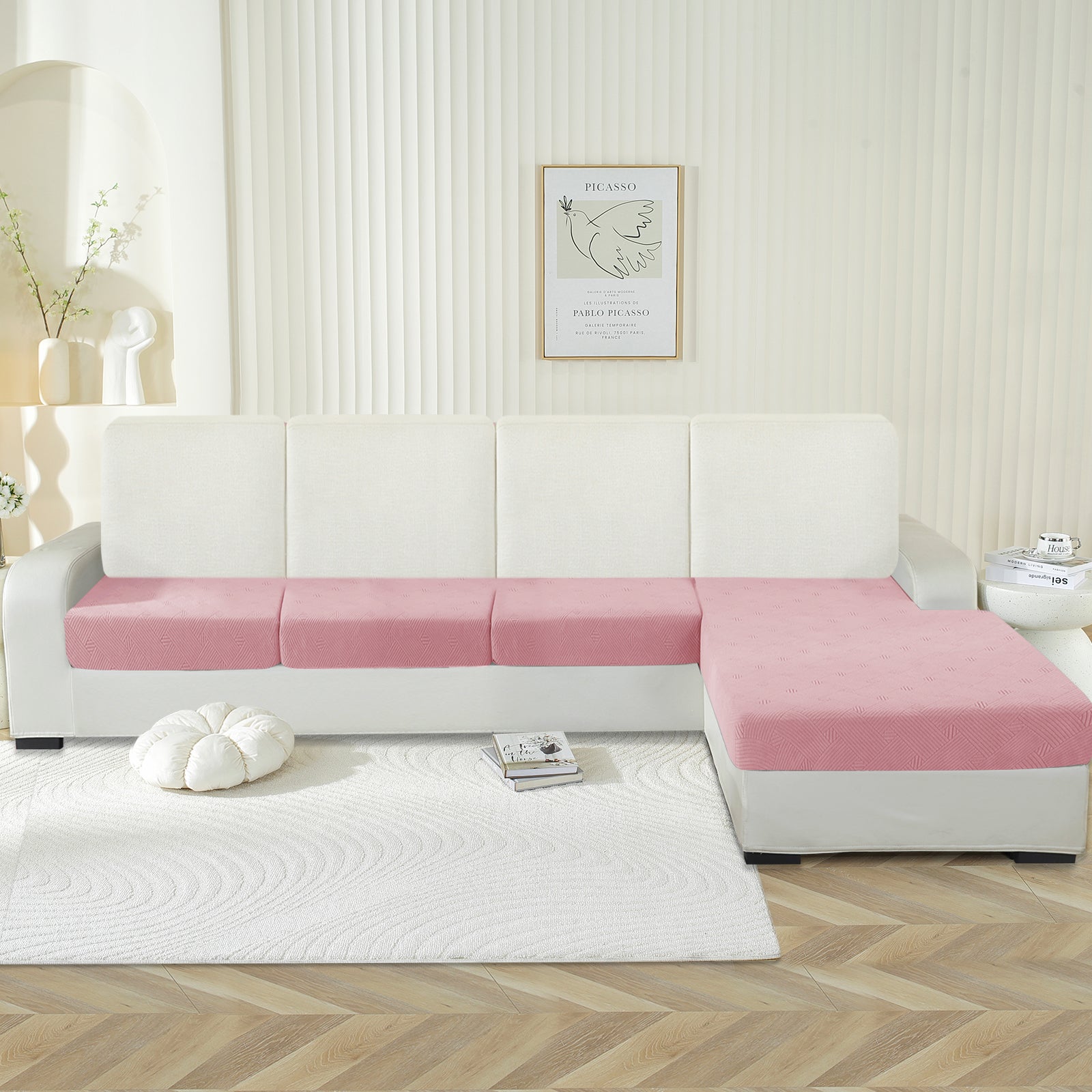 Funda para el asiento de la chaise lounge YSTYLE – Ajuste elástico, Antideslizante, Patrón geométrico, Uso universal, Protección completa - Patrón entrelazado