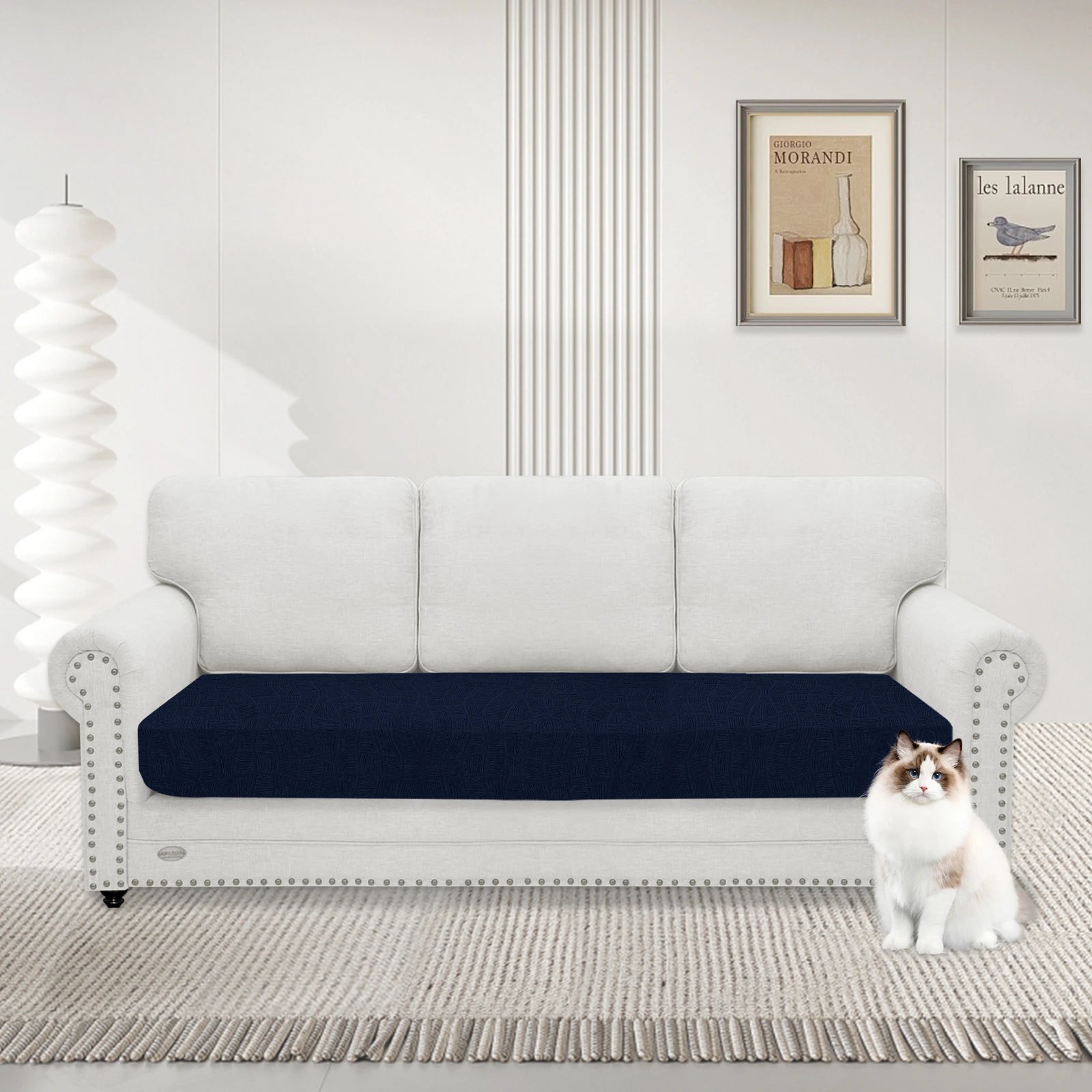 YSTYLE 3 Seater WaterProof Cushion Cover – Stretch Fit, Anti-Slip, Elastic, Washable, Universal Use-Ripple