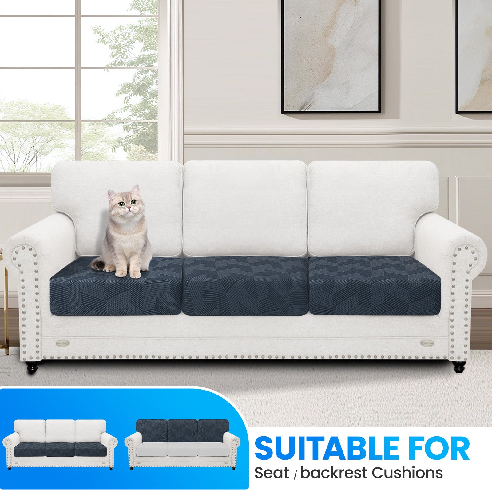 Ystyle 3 Piece Universal 1 Seater Stretch Sofa Cushion Cover-YSTYLE