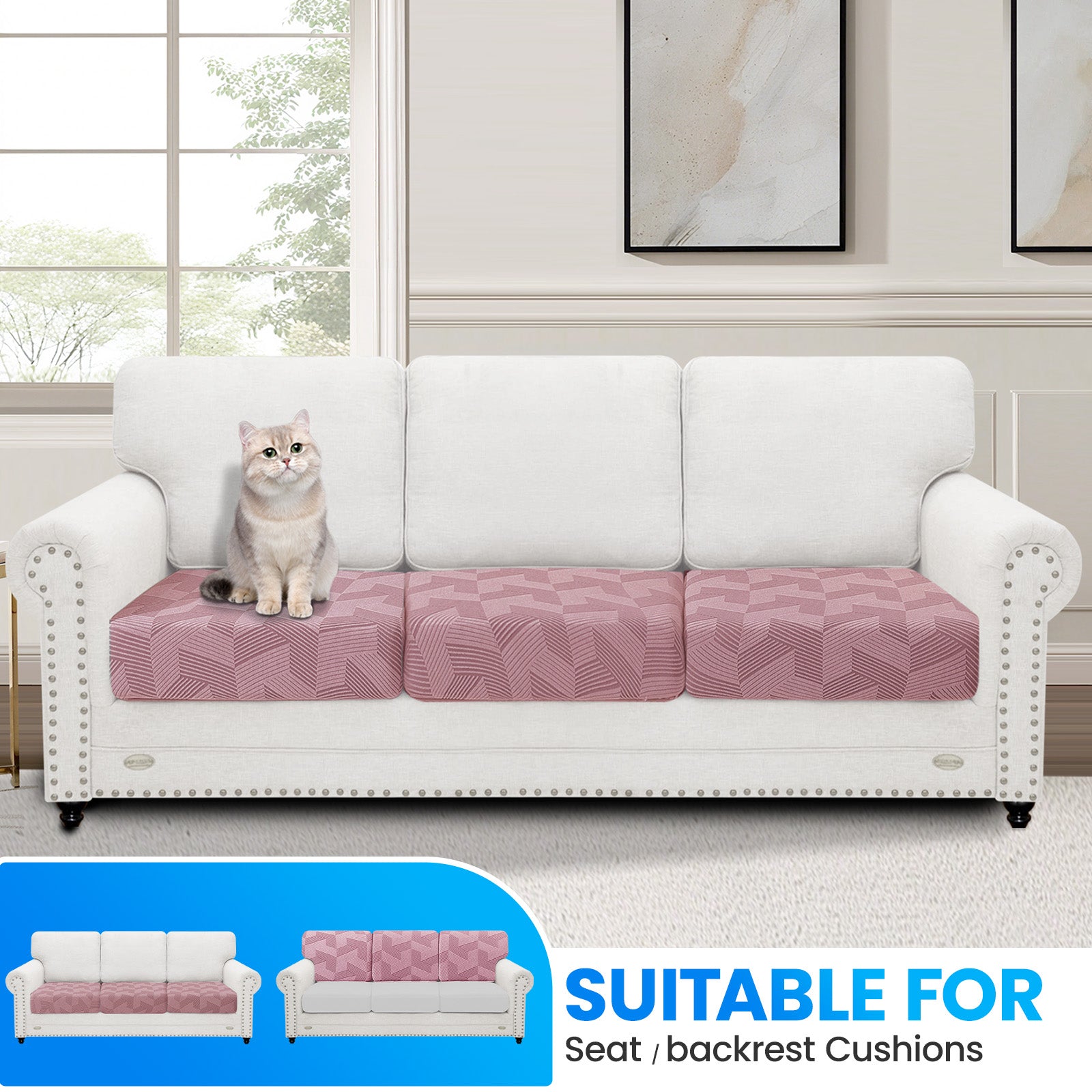 Ystyle 3 Piece Universal 1 Seater Stretch Sofa Cushion Cover-YSTYLE