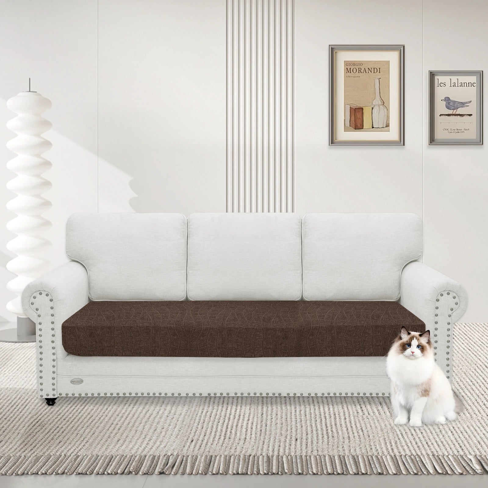 YSTYLE 3 Seater WaterProof Cushion Cover – Stretch Fit, Anti-Slip, Elastic, Washable, Universal Use-Ripple