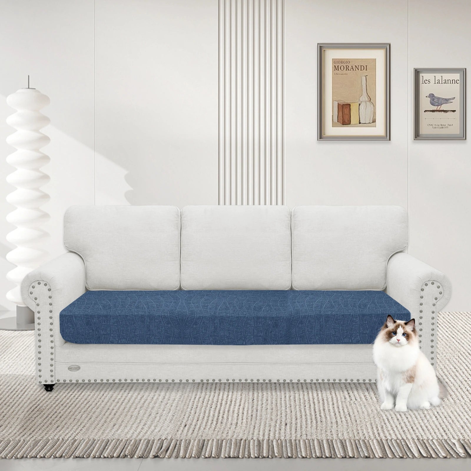 YSTYLE 3 Seater WaterProof Cushion Cover – Stretch Fit, Anti-Slip, Elastic, Washable, Universal Use-Ripple