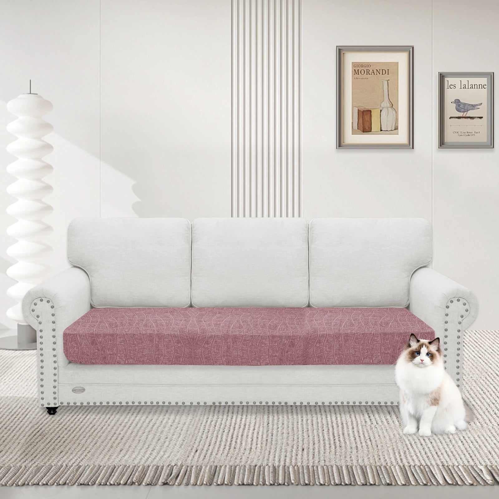 YSTYLE 3 Seater WaterProof Cushion Cover – Stretch Fit, Anti-Slip, Elastic, Washable, Universal Use-Ripple