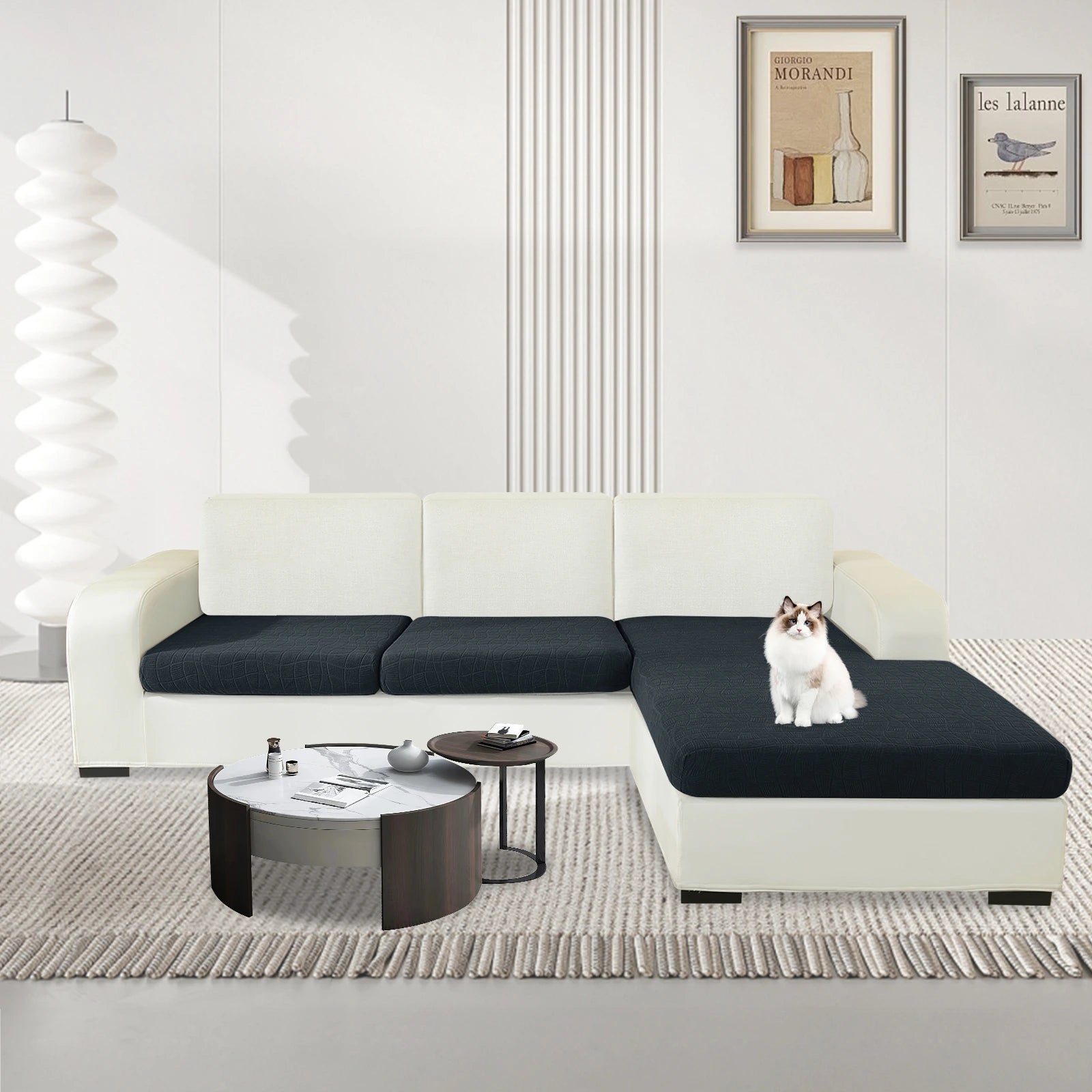 YSTYLE L-Shape & 2 Seater WaterProof Cushion Cover – Stretch Fit, Anti-Slip, Elastic, Washable, Universal Use-Ripple