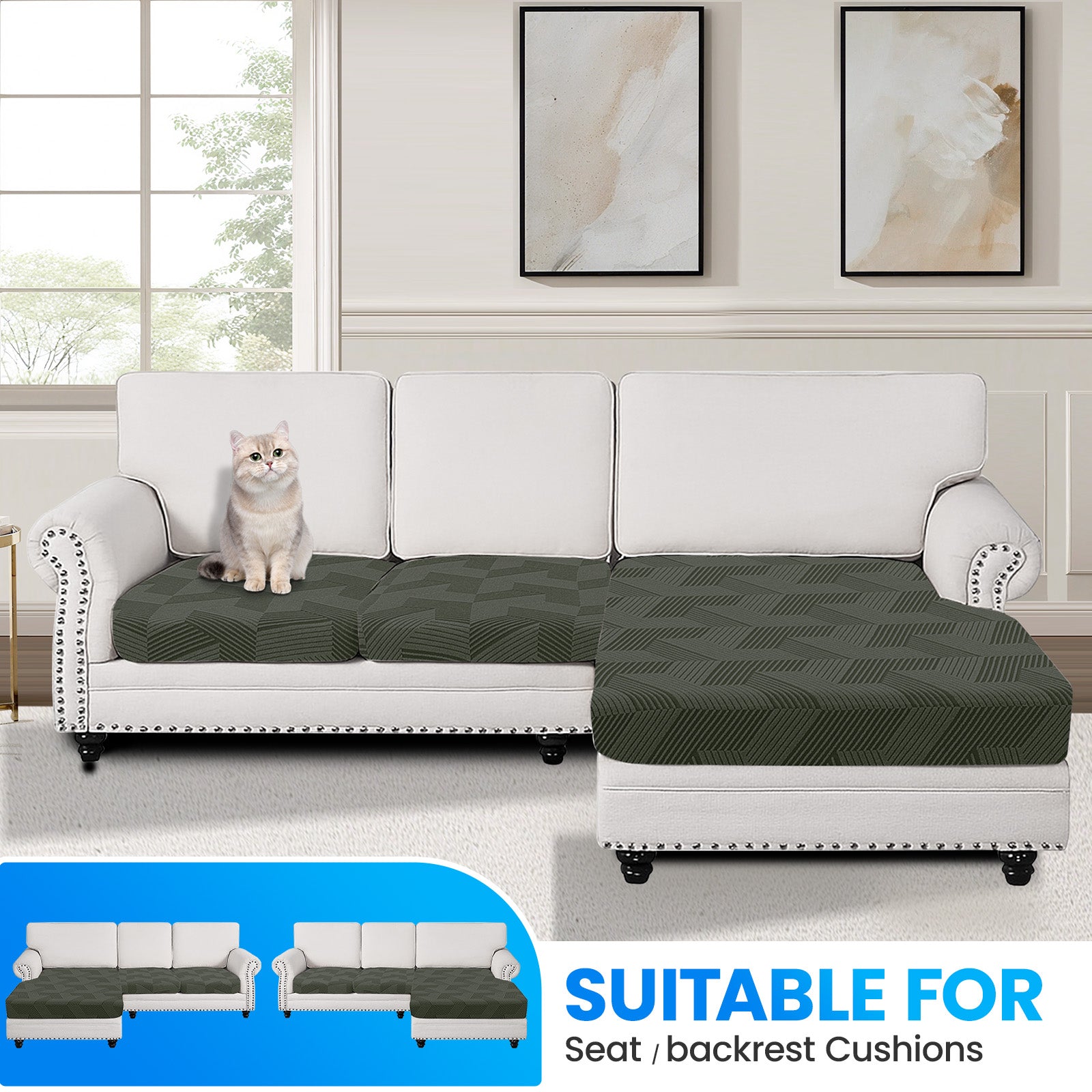 Ystyle Universal 2-Seater L-shaped Sofa Stretch Sofa Cushion Cover-YSTYLE