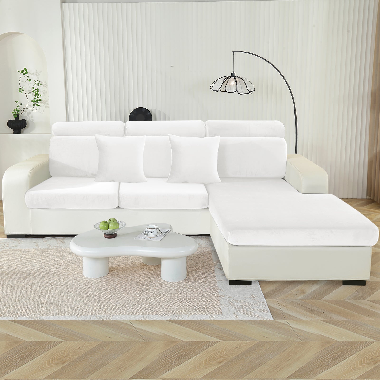 YSTYLE Chaiselongue Samt Stretch Sofa Sitzbezug Rutschfest