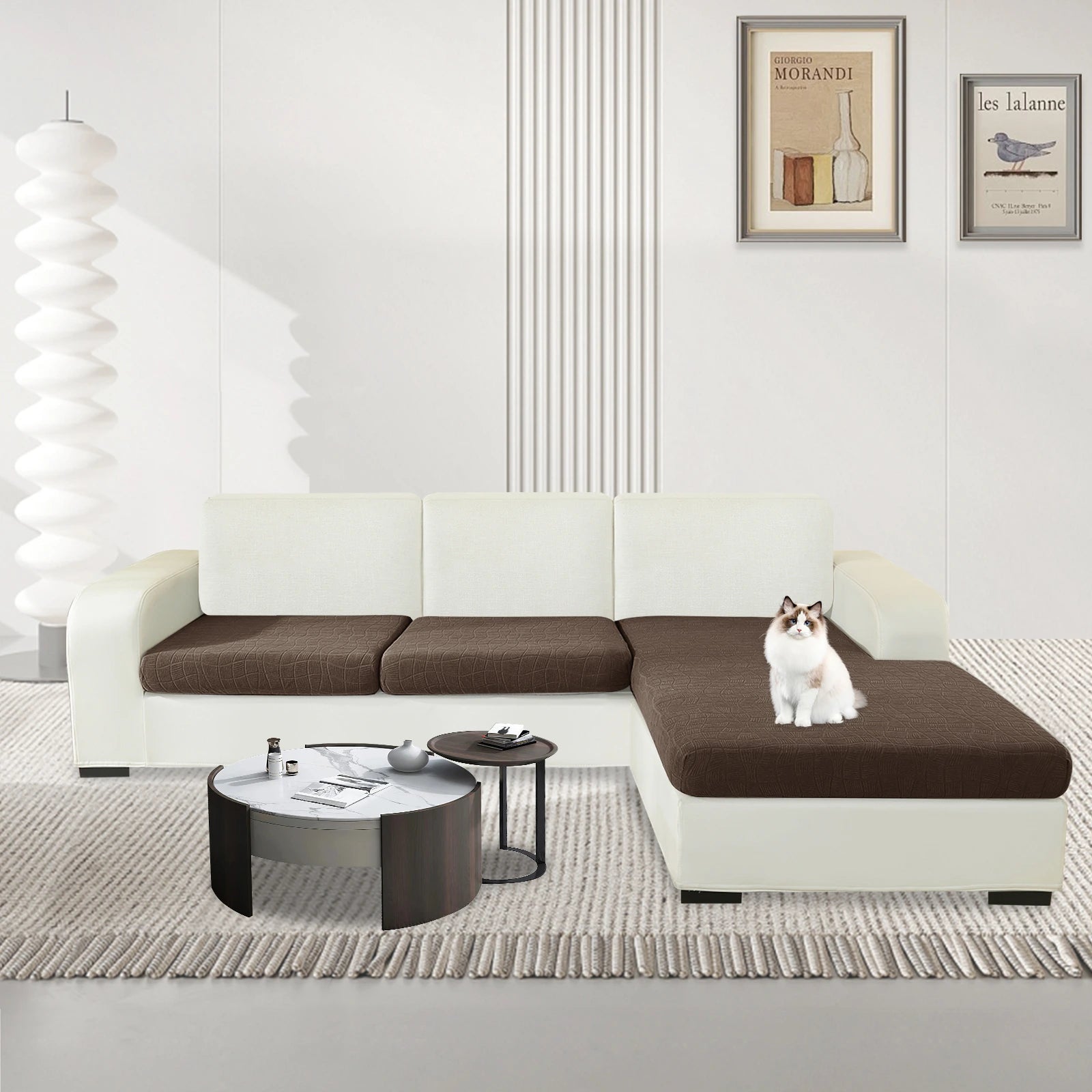 YSTYLE L-Shape & 2 Seater WaterProof Cushion Cover – Stretch Fit, Anti-Slip, Elastic, Washable, Universal Use-Ripple