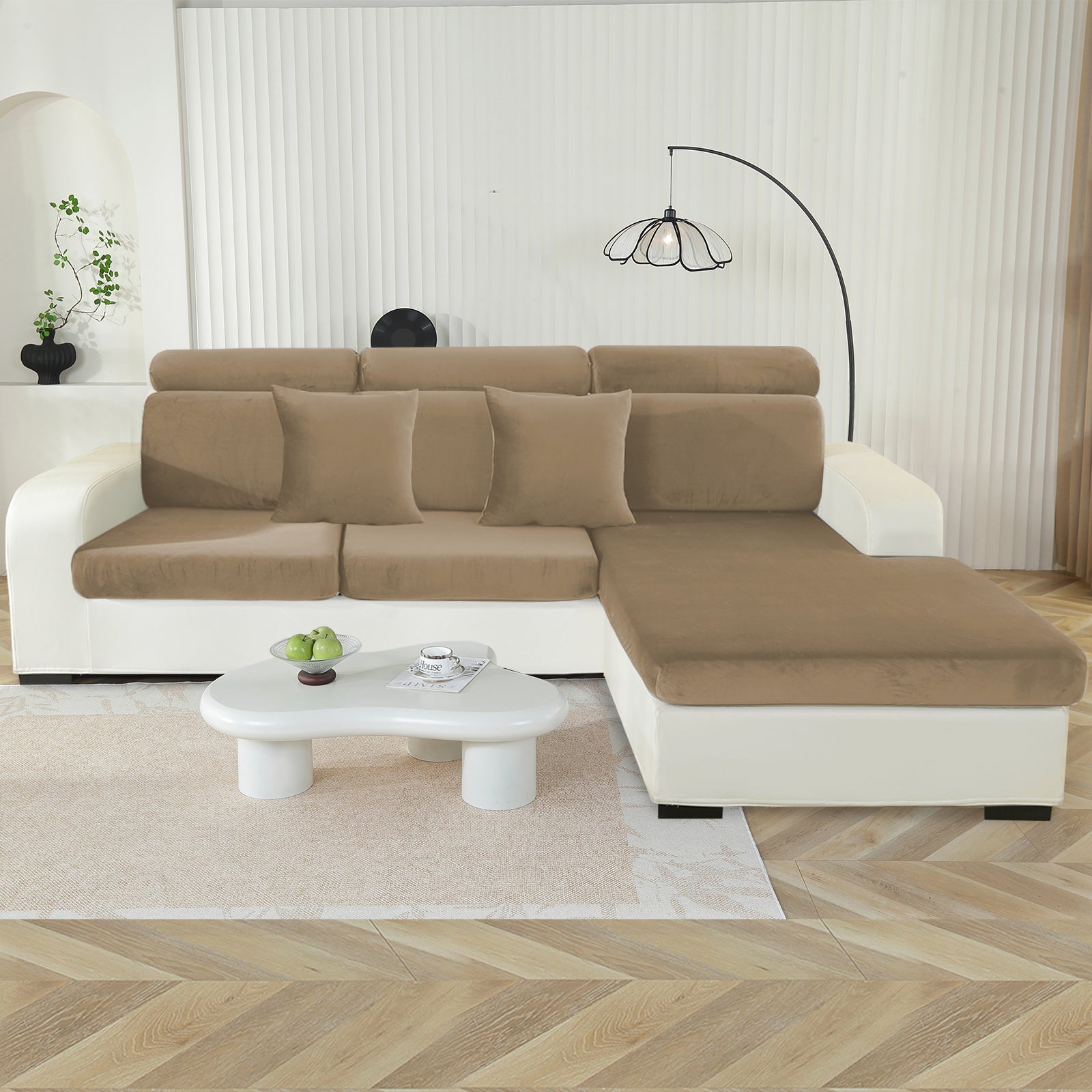 YSTYLE Chaiselongue Samt Stretch Sofa Sitzbezug Rutschfest