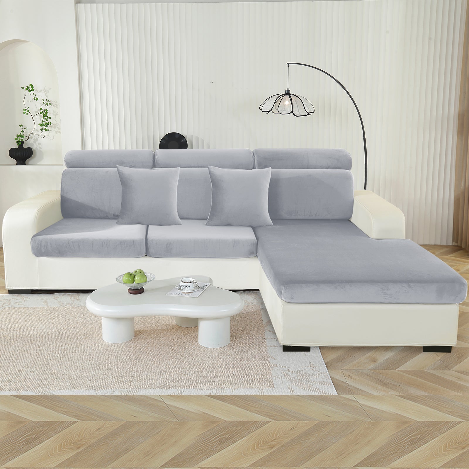 YSTYLE Chaiselongue Samt Stretch Sofa Sitzbezug Rutschfest