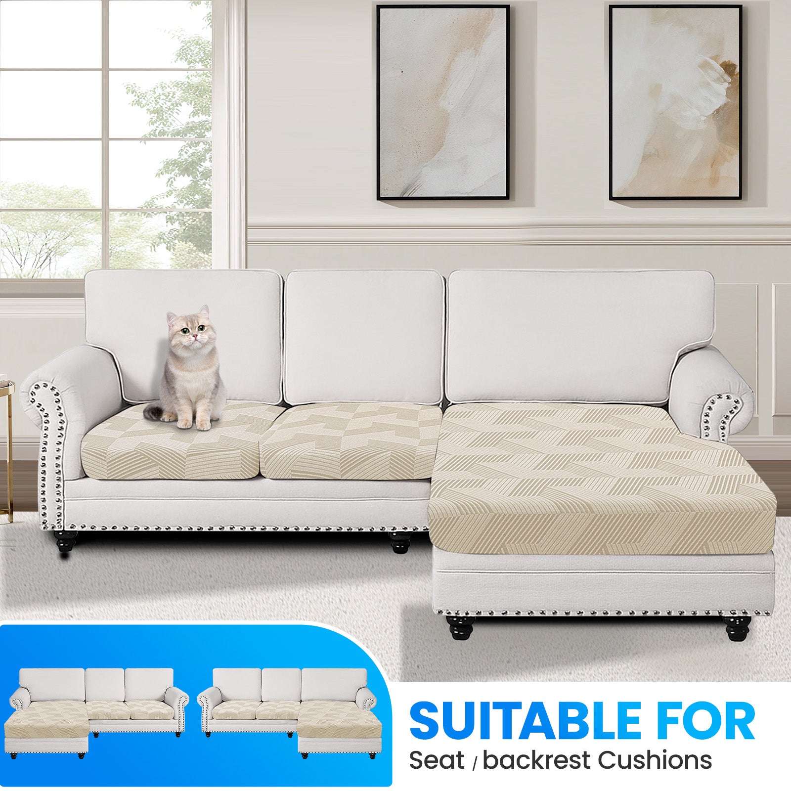 Ystyle Universal 2-Seater L-shaped Sofa Stretch Sofa Cushion Cover-YSTYLE