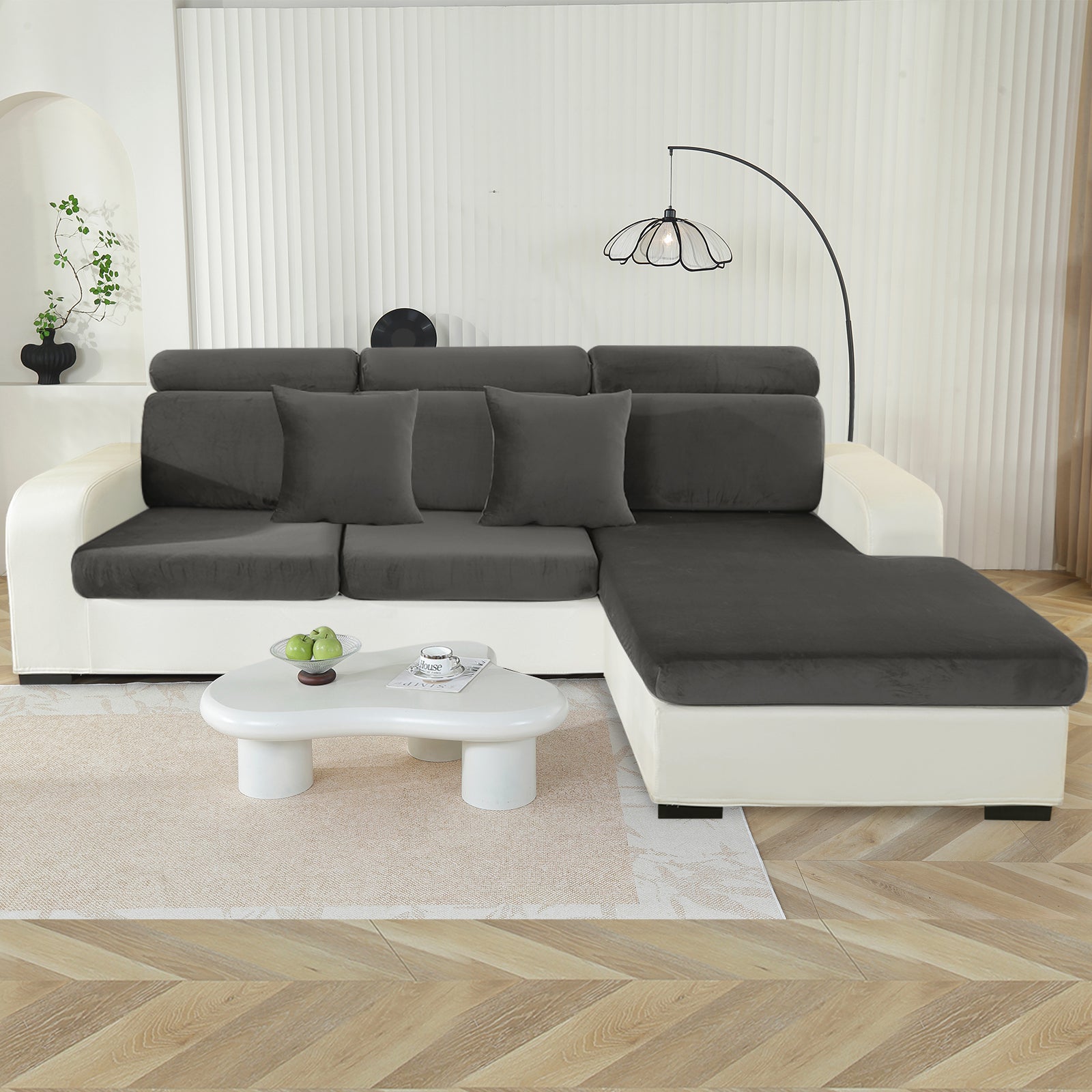 YSTYLE Chaiselongue Samt Stretch Sofa Sitzbezug Rutschfest