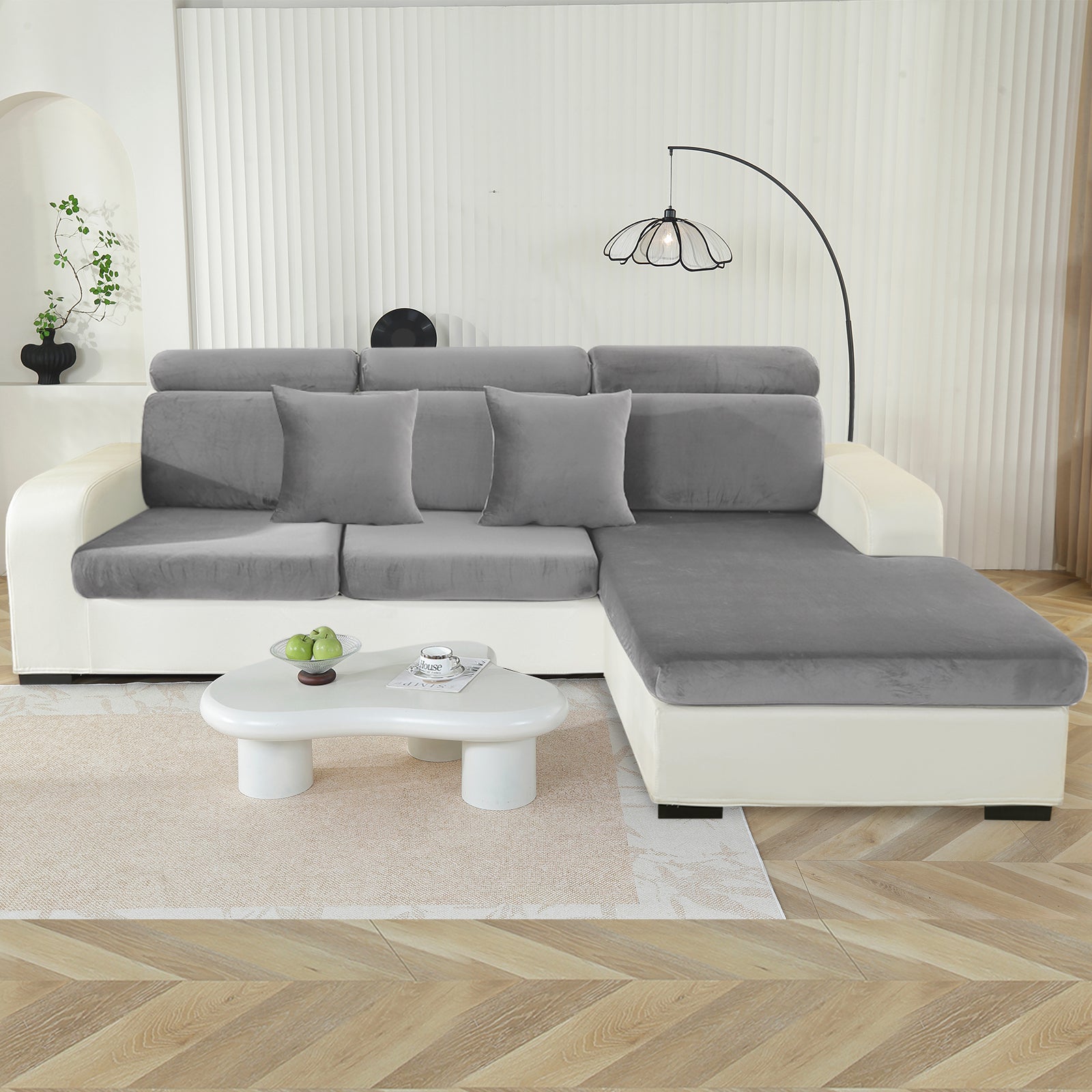YSTYLE Chaiselongue Samt Stretch Sofa Sitzbezug Rutschfest