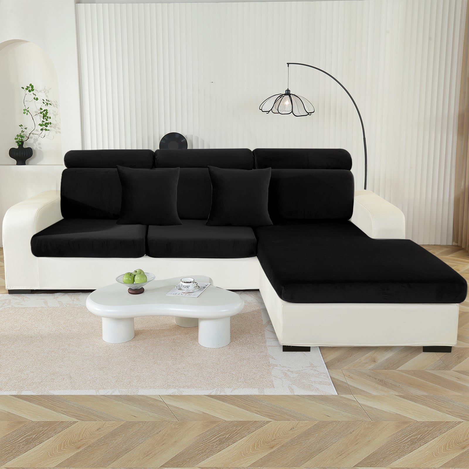 YSTYLE Chaiselongue Samt Stretch Sofa Sitzbezug Rutschfest