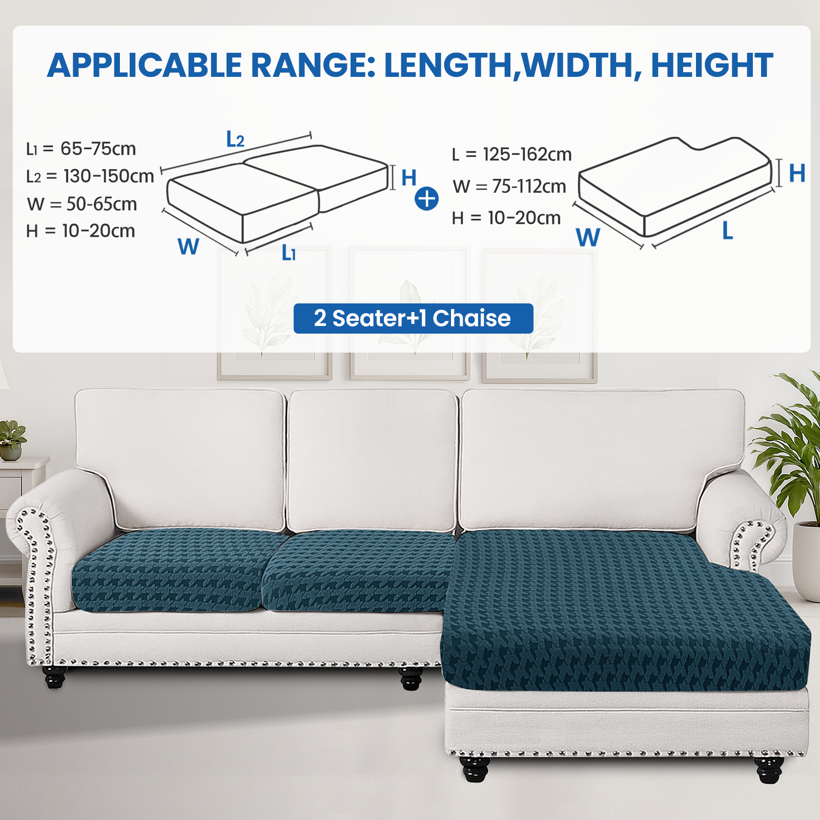 Ystyle Elastic Sofa Cushion Covers, Universal Stretch Sofa Seat Slipcovers (2x 1-Seat + Chaise Lounge)