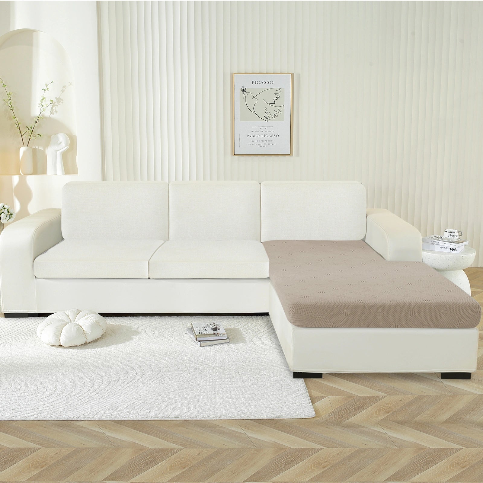 YSTYLE Sofa Chaise Cushion Cover – Stretch Fit, Anti-Slip, Geometric Pattern, Universal Use, Full Protection-Intertwined Pattern