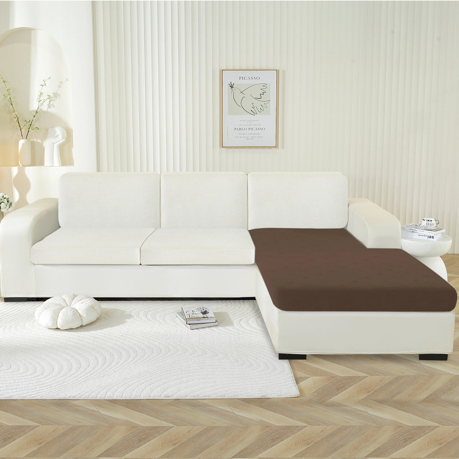 YSTYLE Sofa Chaise Cushion Cover – Stretch Fit, Anti-Slip, Geometric Pattern, Universal Use, Full Protection-Intertwined Pattern