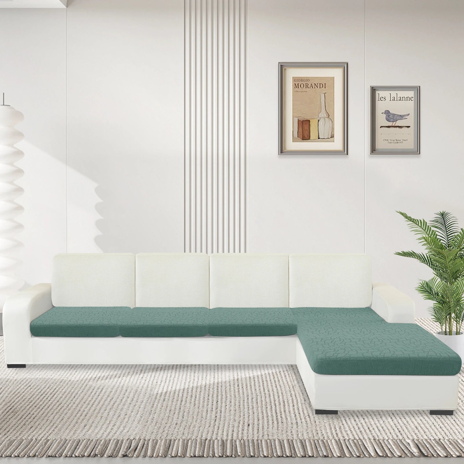 YSTYLE L-Shape+3 Seat Stretch Sofa Seat Cover Geometric Anti Slip-YSTYLE