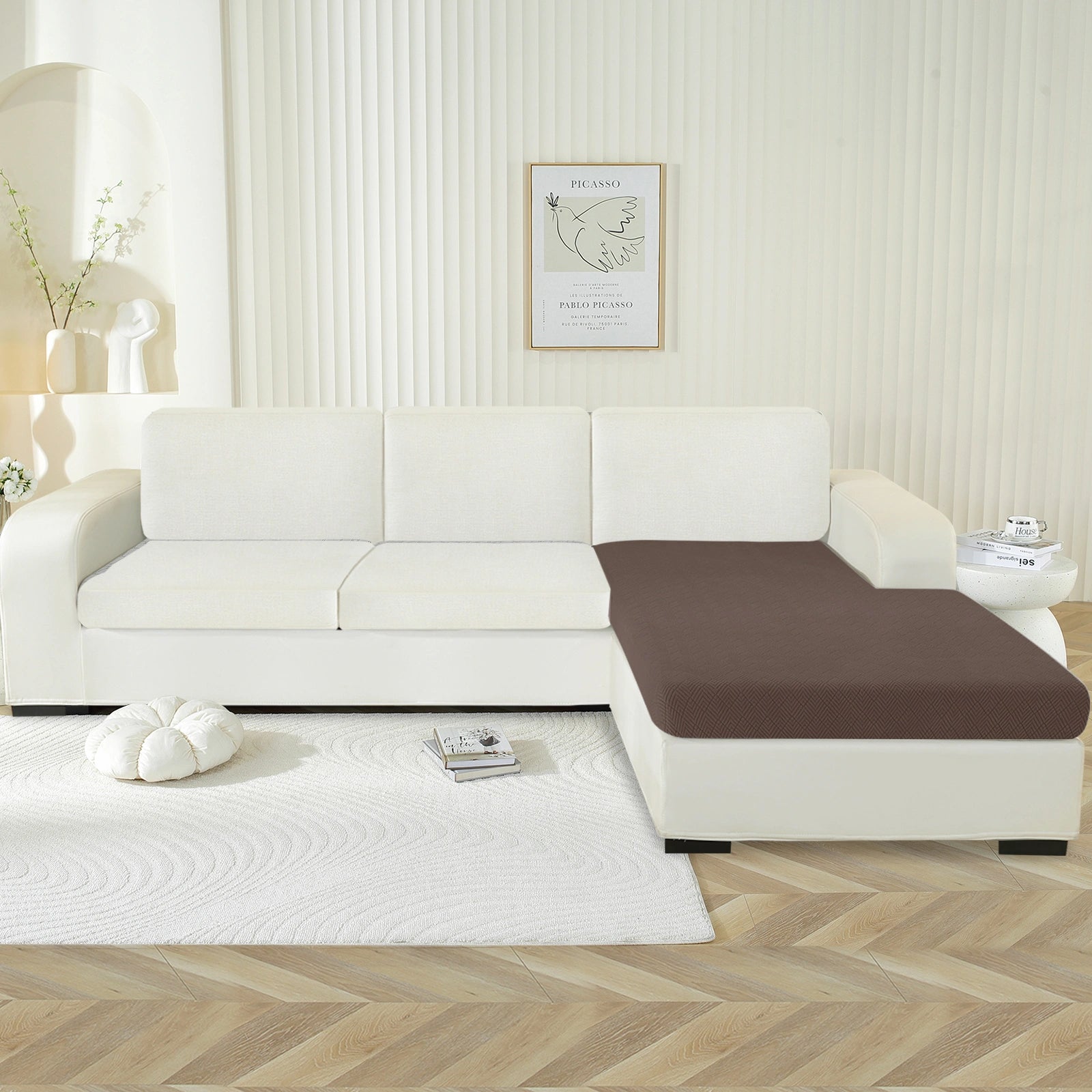 YSTYLE Chaise Sofa Cushion Cover – Stretch Fit, Universal Use, Anti-Slip, Scratch Resistant, Geometric Design-Rhombic