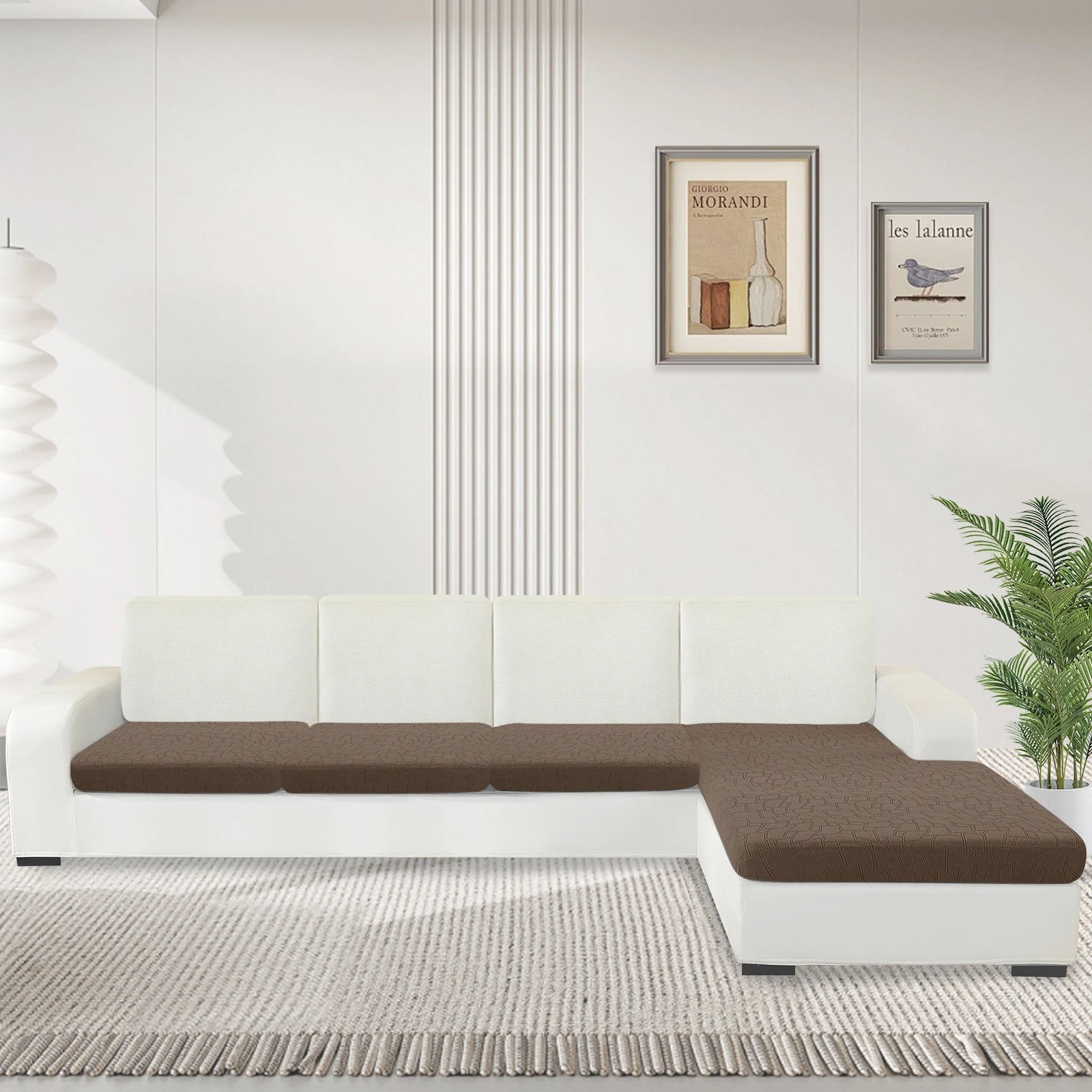 YSTYLE L-Shape+3 Seat Sofa Cushion Cover – Stretch Fit, Anti-Slip, Geometric Design, Universal Use, Washable-MouthPiece