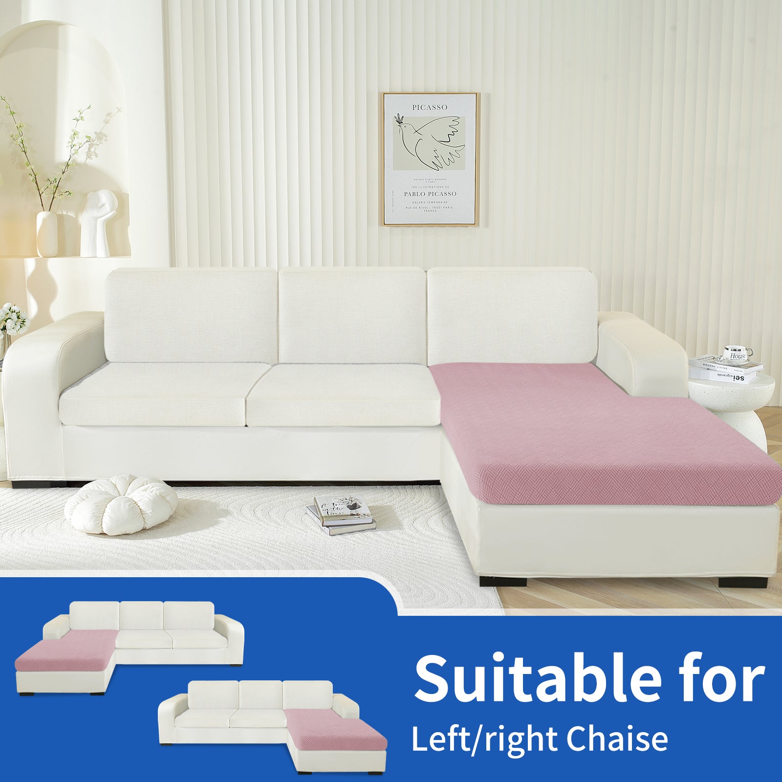 YSTYLE Chaise Sofa Cushion Cover – Stretch Fit, Universal Use, Anti-Slip, Scratch Resistant, Geometric Design-Rhombic