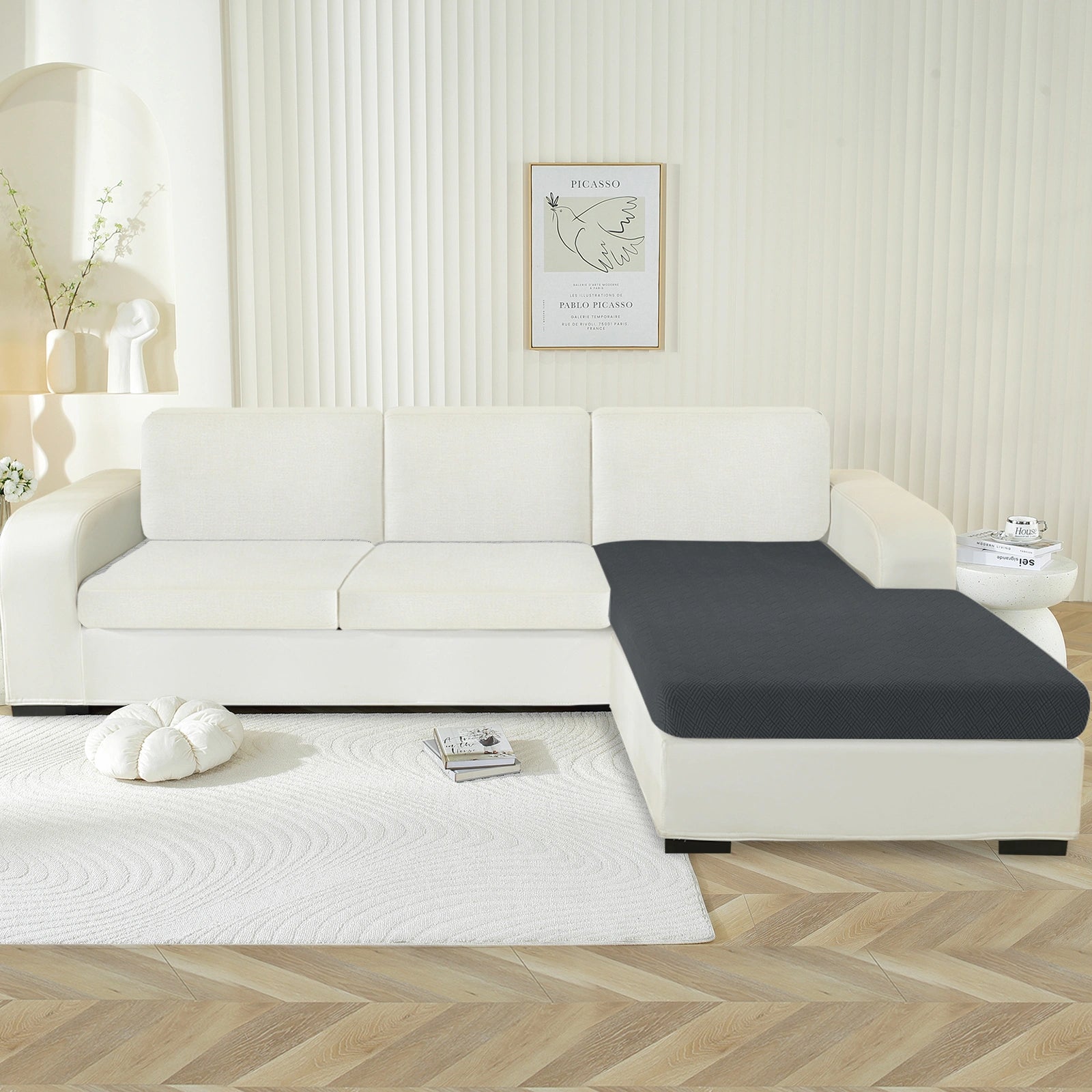 YSTYLE Chaise Sofa Cushion Cover – Stretch Fit, Universal Use, Anti-Slip, Scratch Resistant, Geometric Design-Rhombic