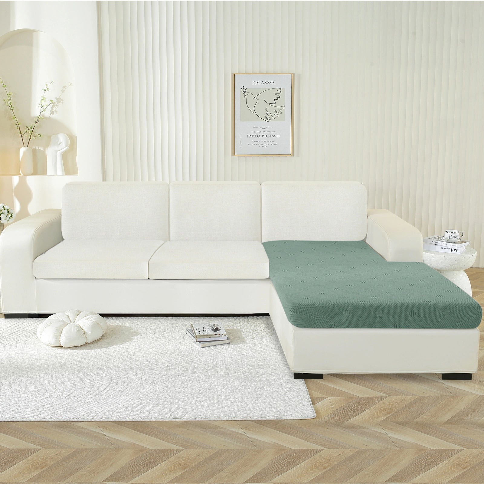 YSTYLE Sofa Chaise Cushion Cover – Stretch Fit, Anti-Slip, Geometric Pattern, Universal Use, Full Protection-Intertwined Pattern