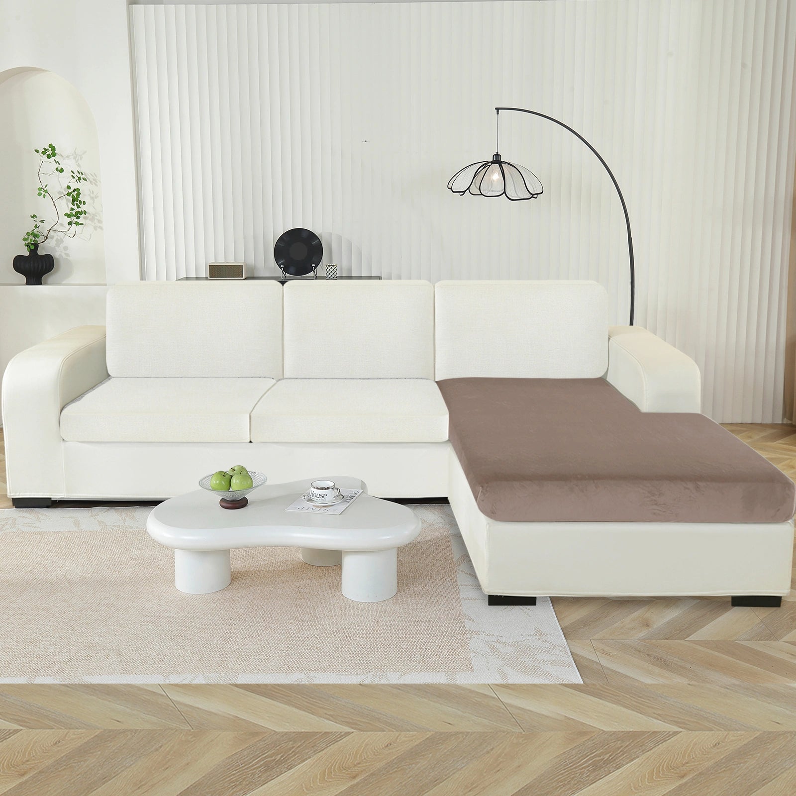 YSTYLE Chaise Velvet Stretch Sofa Seat Cover Anti Slip-YSTYLE