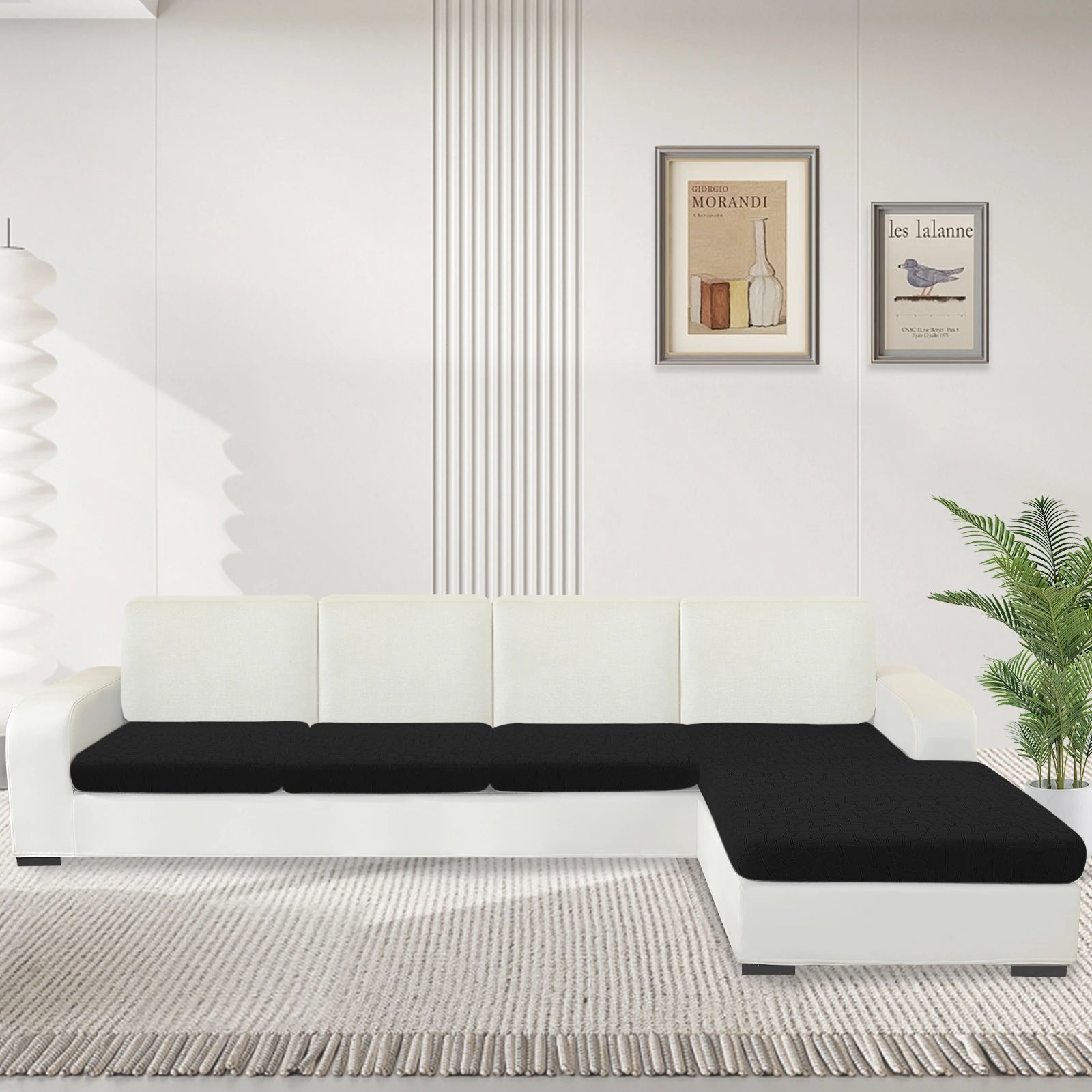 YSTYLE L-Shape+3 Seat Stretch Sofa Seat Cover Geometric Anti Slip-YSTYLE