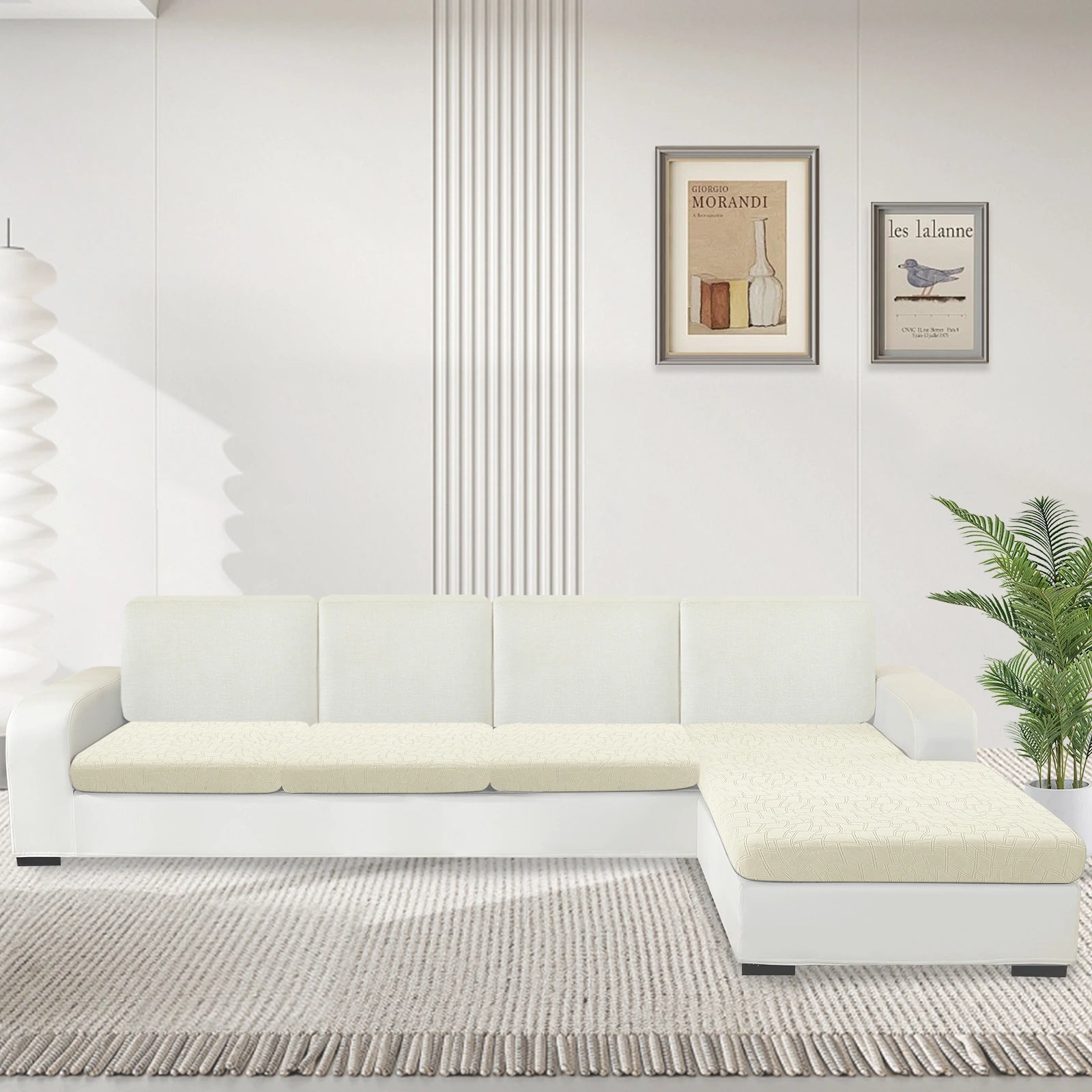 YSTYLE L-Shape+3 Seat Stretch Sofa Seat Cover Geometric Anti Slip-YSTYLE