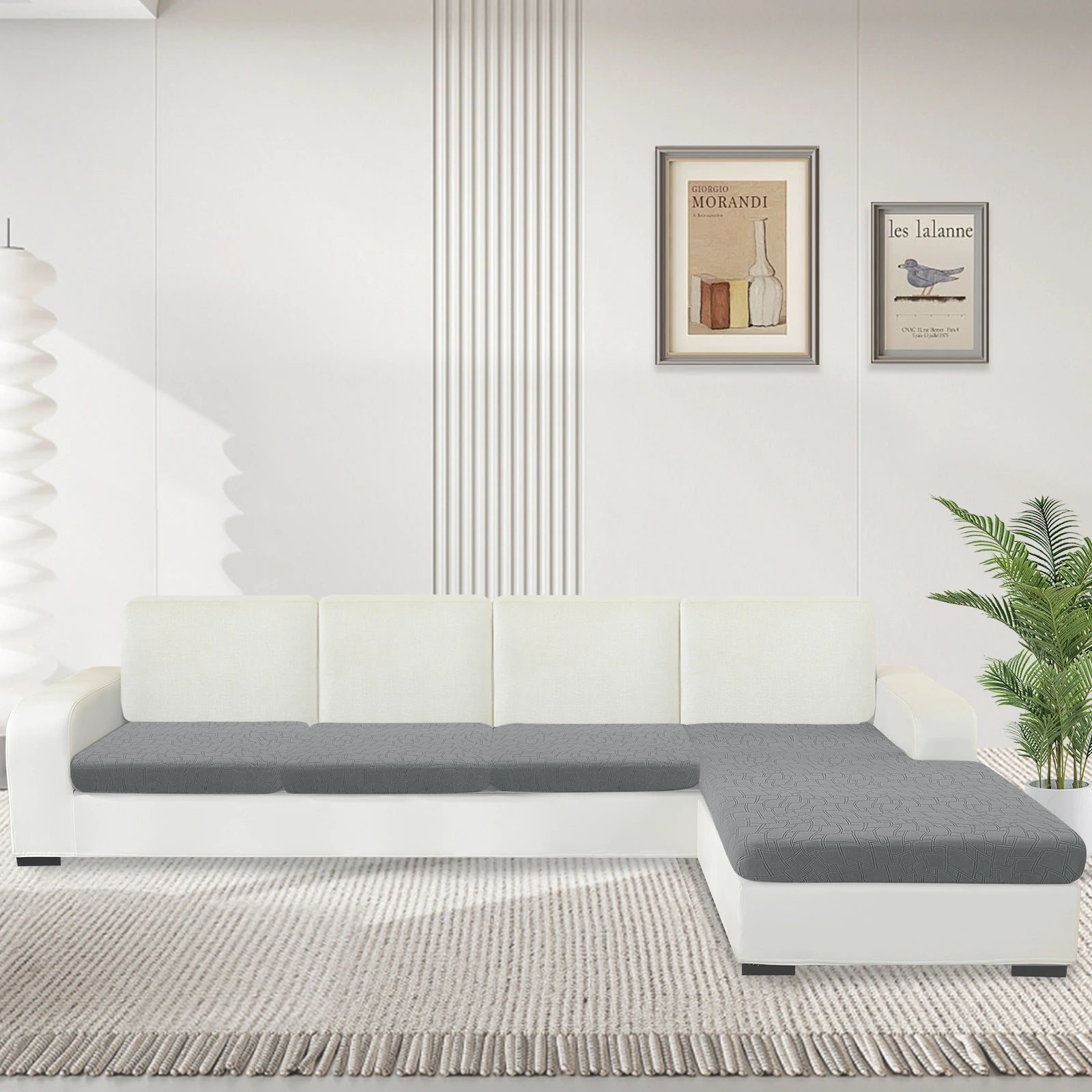 YSTYLE L-Shape+3 Seat Sofa Cushion Cover – Stretch Fit, Anti-Slip, Geometric Design, Universal Use, Washable-MouthPiece