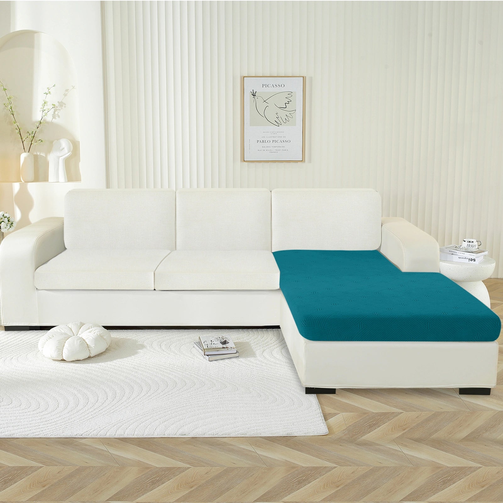 YSTYLE Sofa Chaise Cushion Cover – Stretch Fit, Anti-Slip, Geometric Pattern, Universal Use, Full Protection-Intertwined Pattern