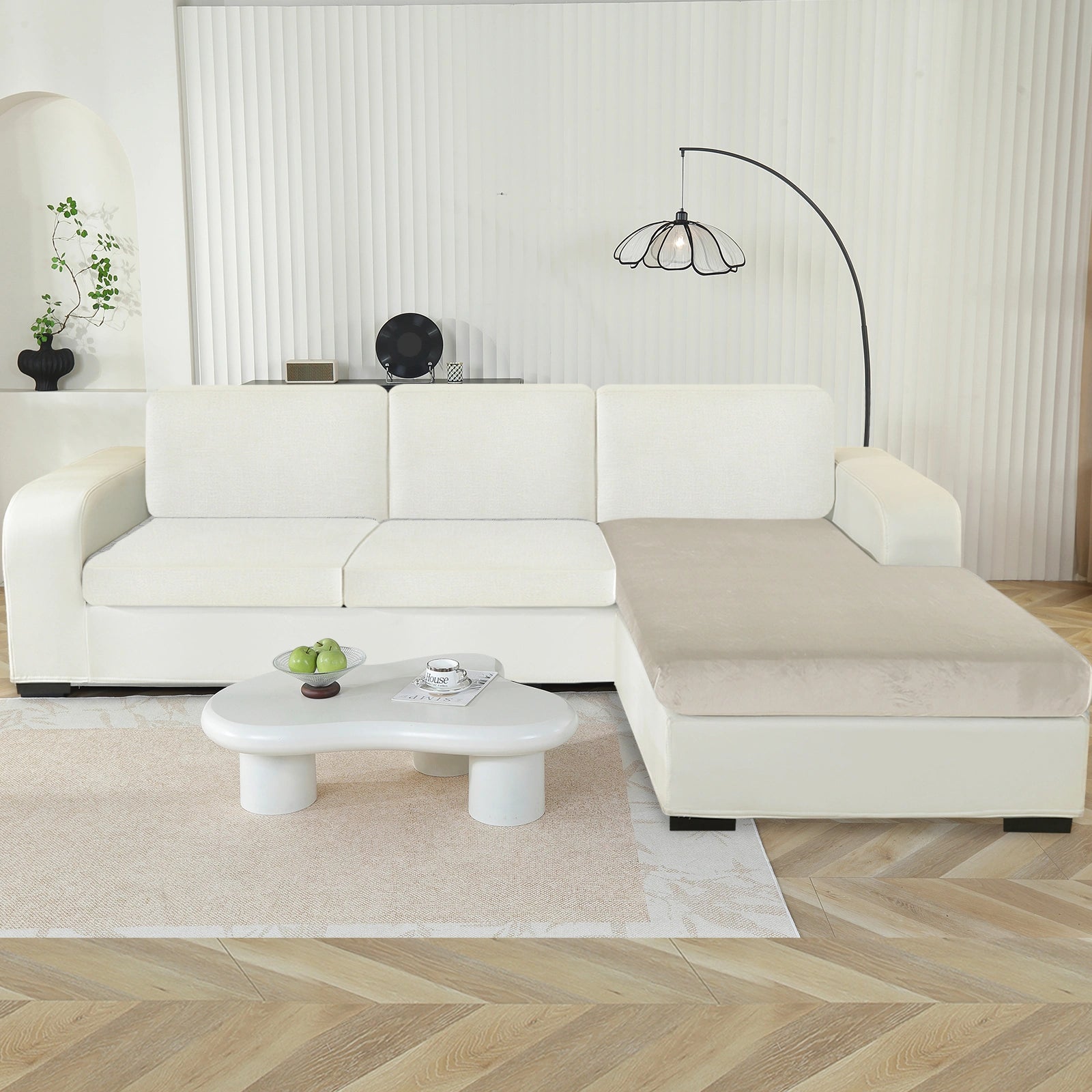 YSTYLE Chaise Velvet Cushion Cover – Stretch Fit, Anti-Slip, Universal for Separate Sofa Cushions