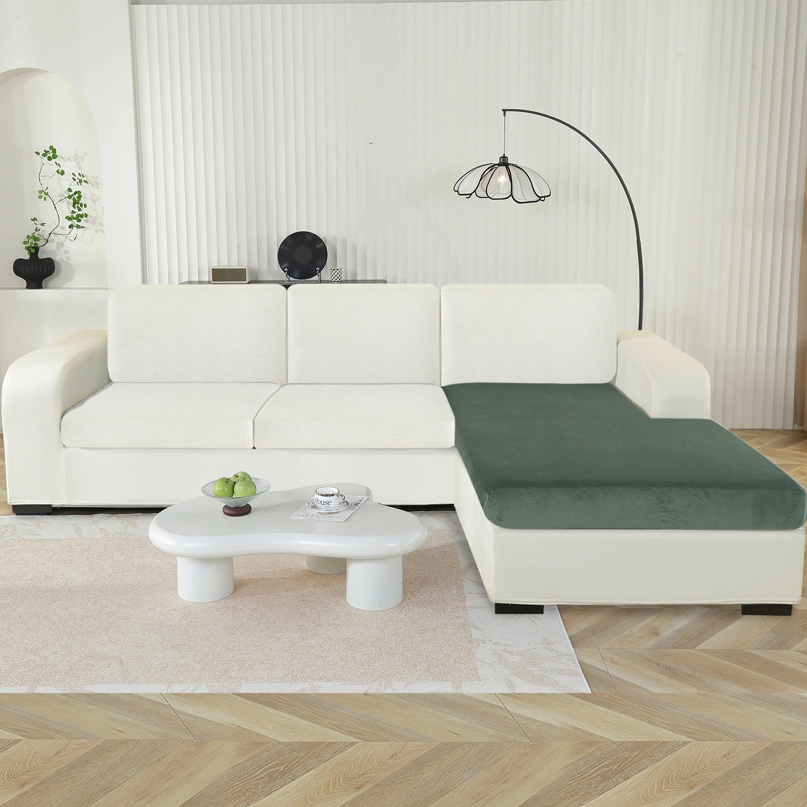 YSTYLE Chaise Velvet Stretch Sofa Seat Cover Anti Slip-YSTYLE