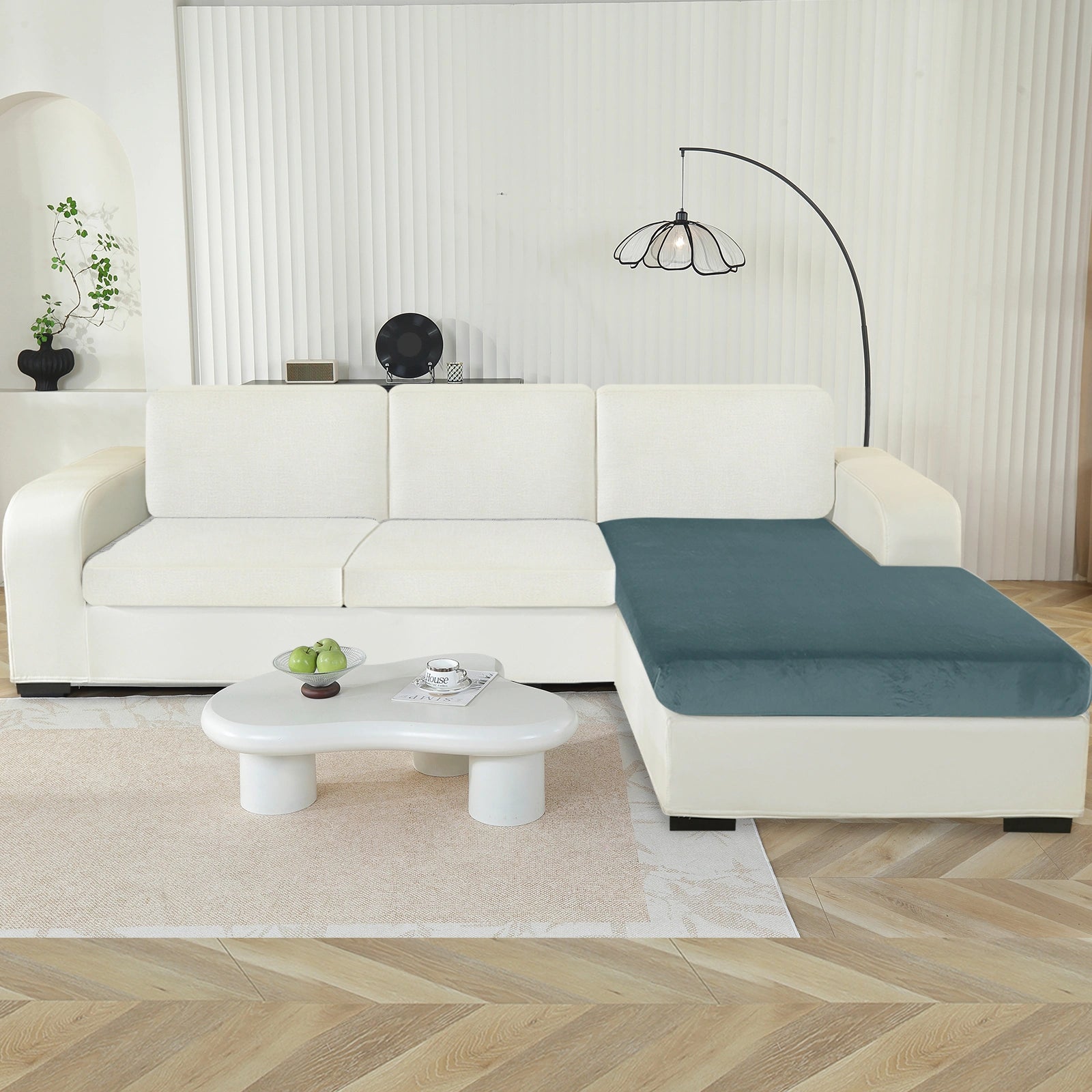 YSTYLE Chaise Velvet Stretch Sofa Seat Cover Anti Slip-YSTYLE