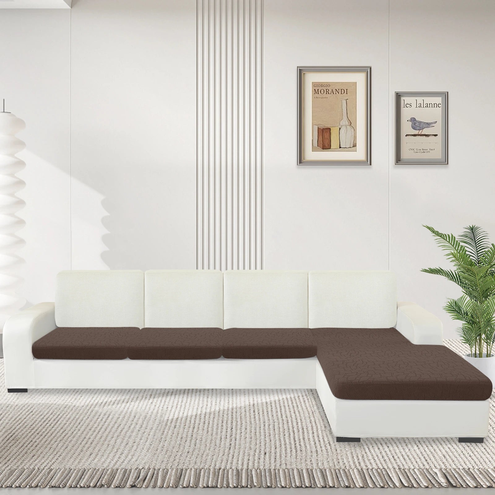 YSTYLE L-Shape+3 Seat Sofa Cushion Cover – Stretch Fit, Anti-Slip, Geometric Design, Universal Use, Washable-MouthPiece