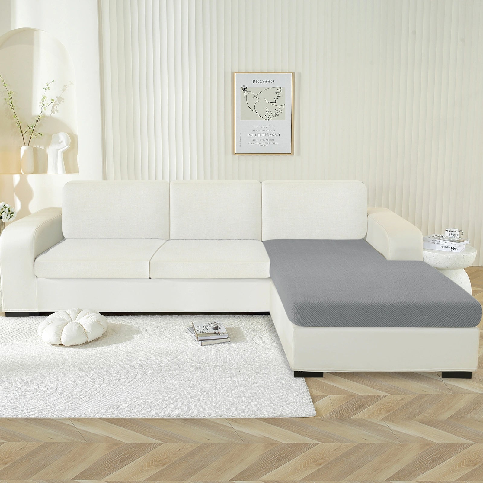 YSTYLE Chaise Sofa Cushion Cover – Stretch Fit, Universal Use, Anti-Slip, Scratch Resistant, Geometric Design-Rhombic