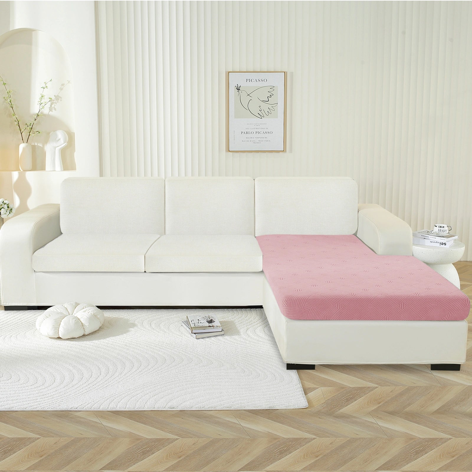 YSTYLE Sofa Chaise Cushion Cover – Stretch Fit, Anti-Slip, Geometric Pattern, Universal Use, Full Protection-Intertwined Pattern